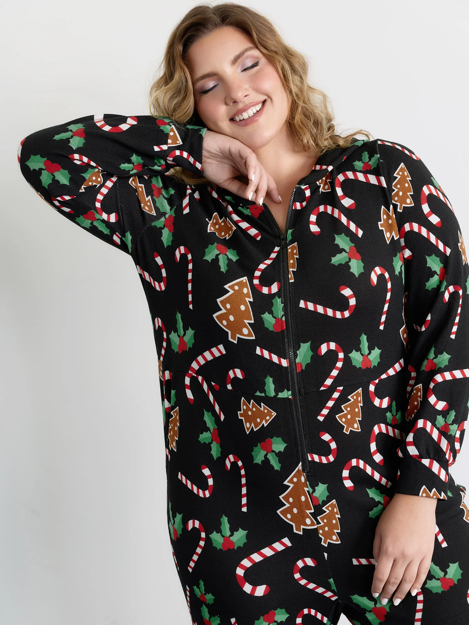 Holiday Everything Pockets Zipper Lounge Jumpsuit