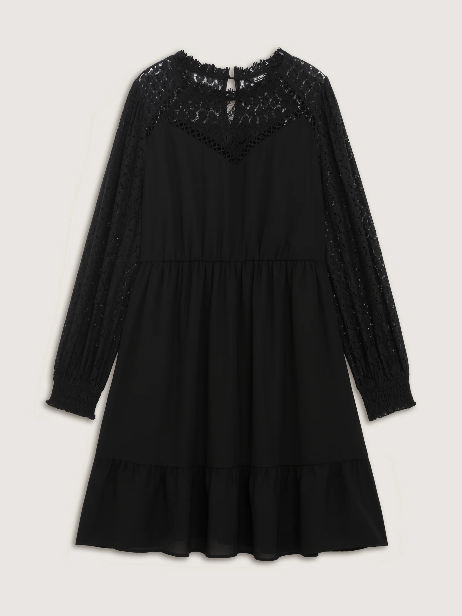 Sheer Lace Cut-Out Detail Midi Dress