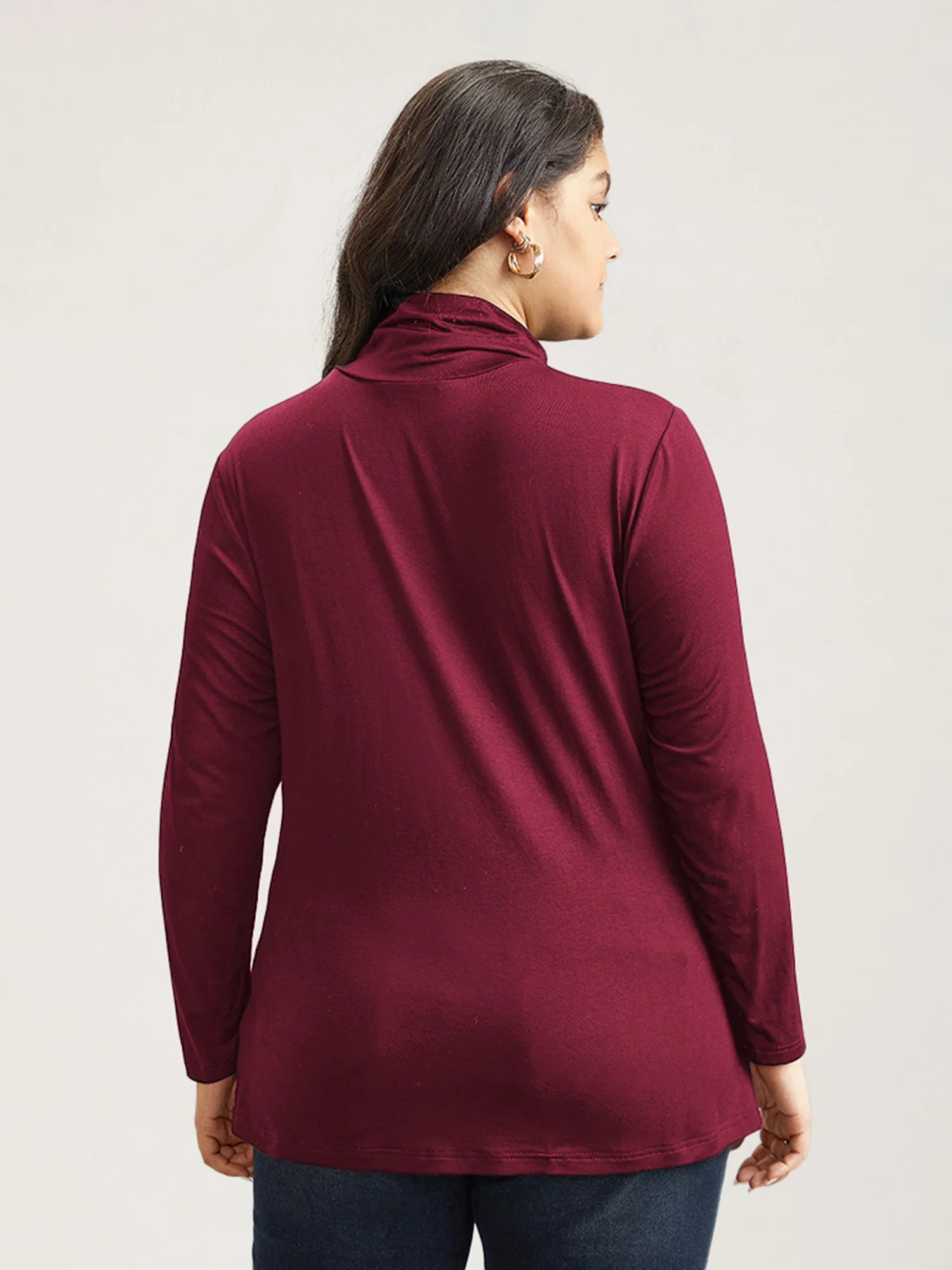 Supersoft Essentials Solid Funnel Neck Knit T-shirt