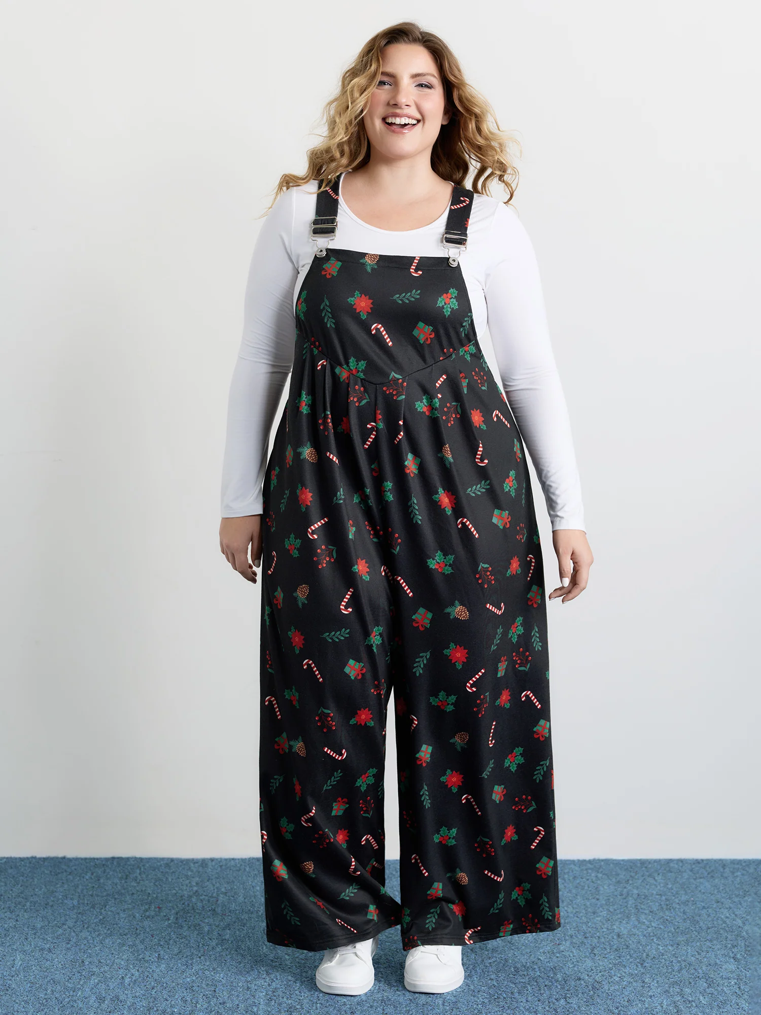 Holiday Candy Stretchy Overall Jumpsuit