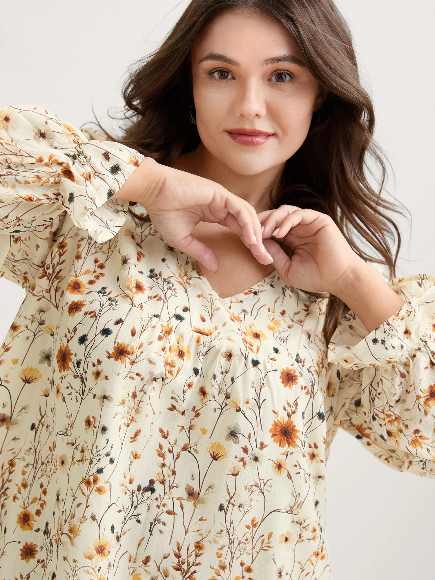 Floral Print Long Sleeve Blouse