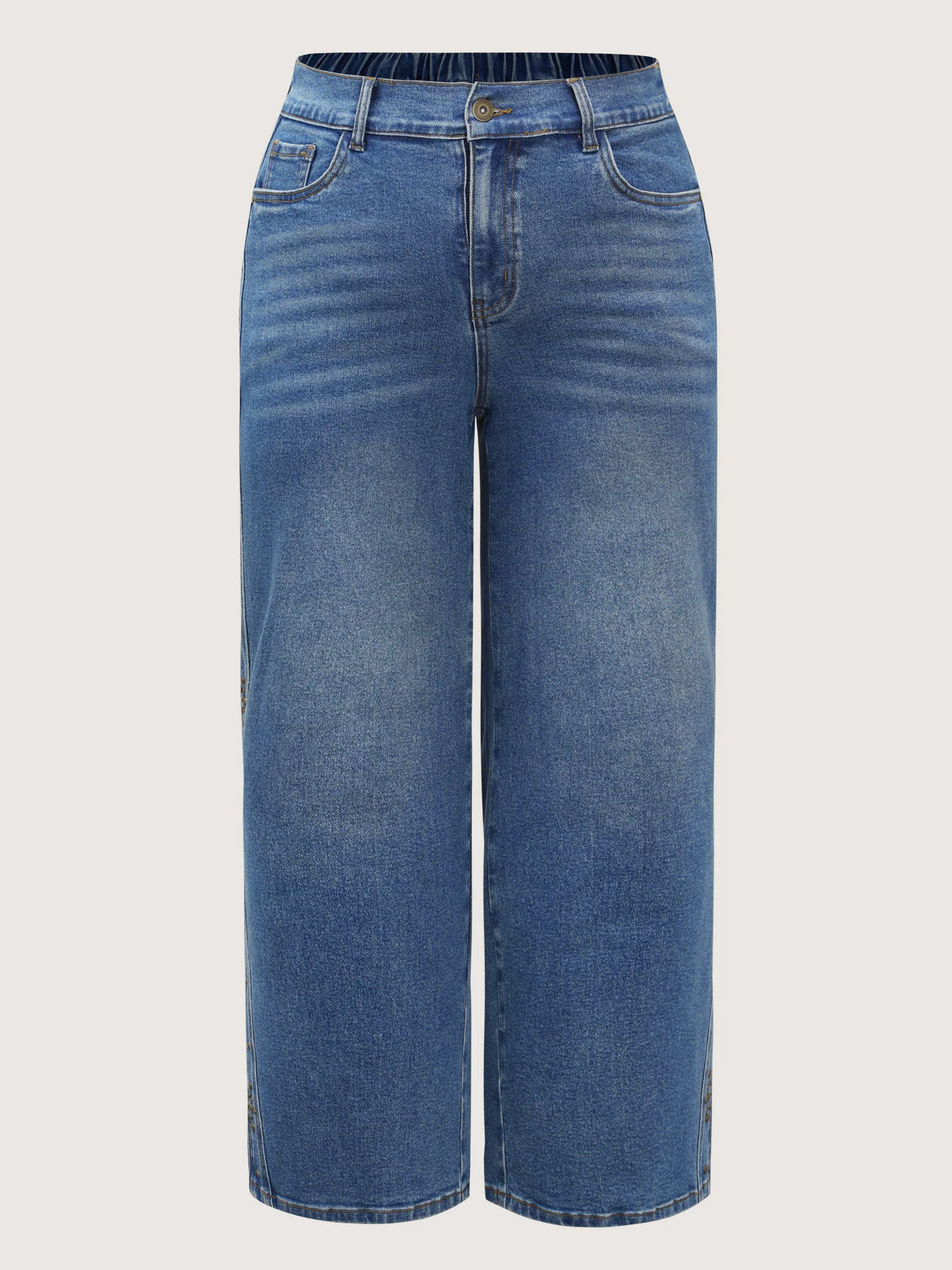 Stretchy Back Waistband Wide-Leg Jeans