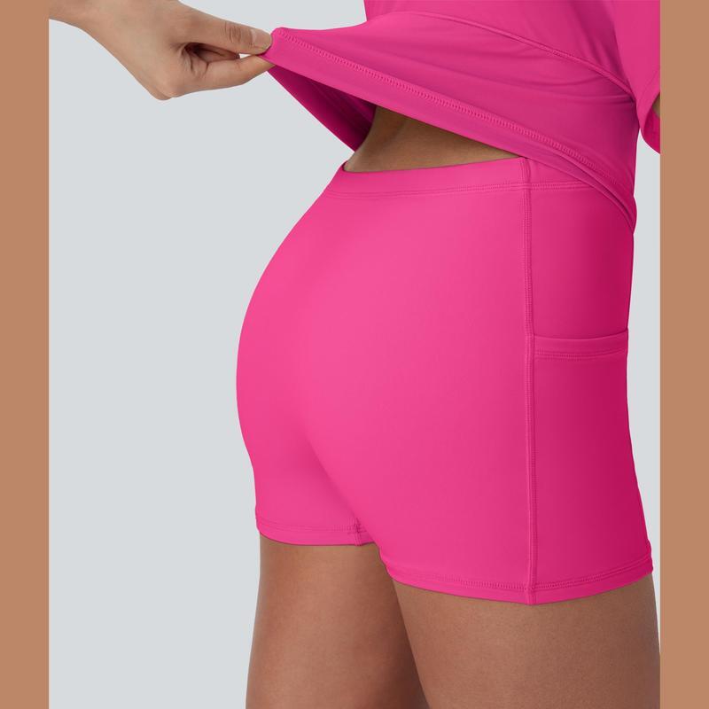 Women's U-Neck Backless Active Dress with Built-In Shorts