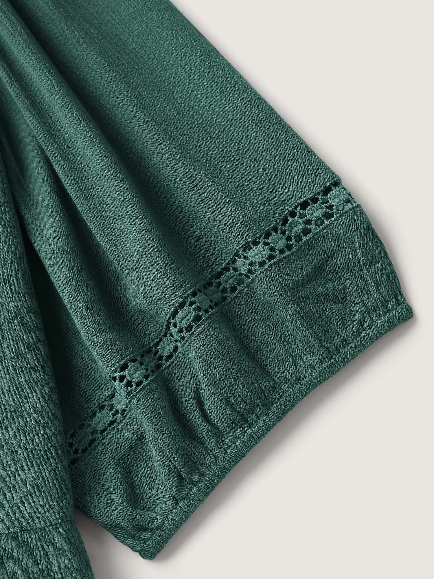 Rayon Lace Tassel Neck-Tie Blouse