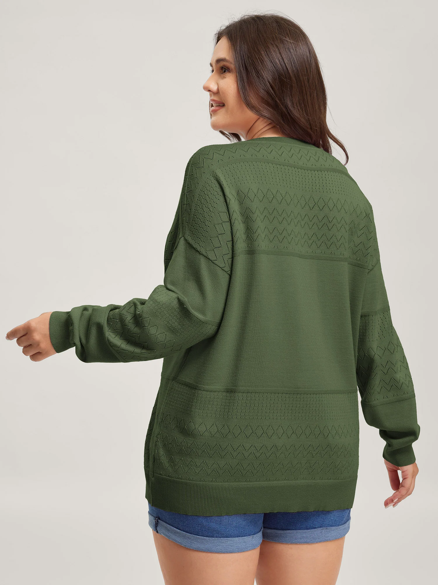 Supersoft Textured Eyelet Trim Pullover