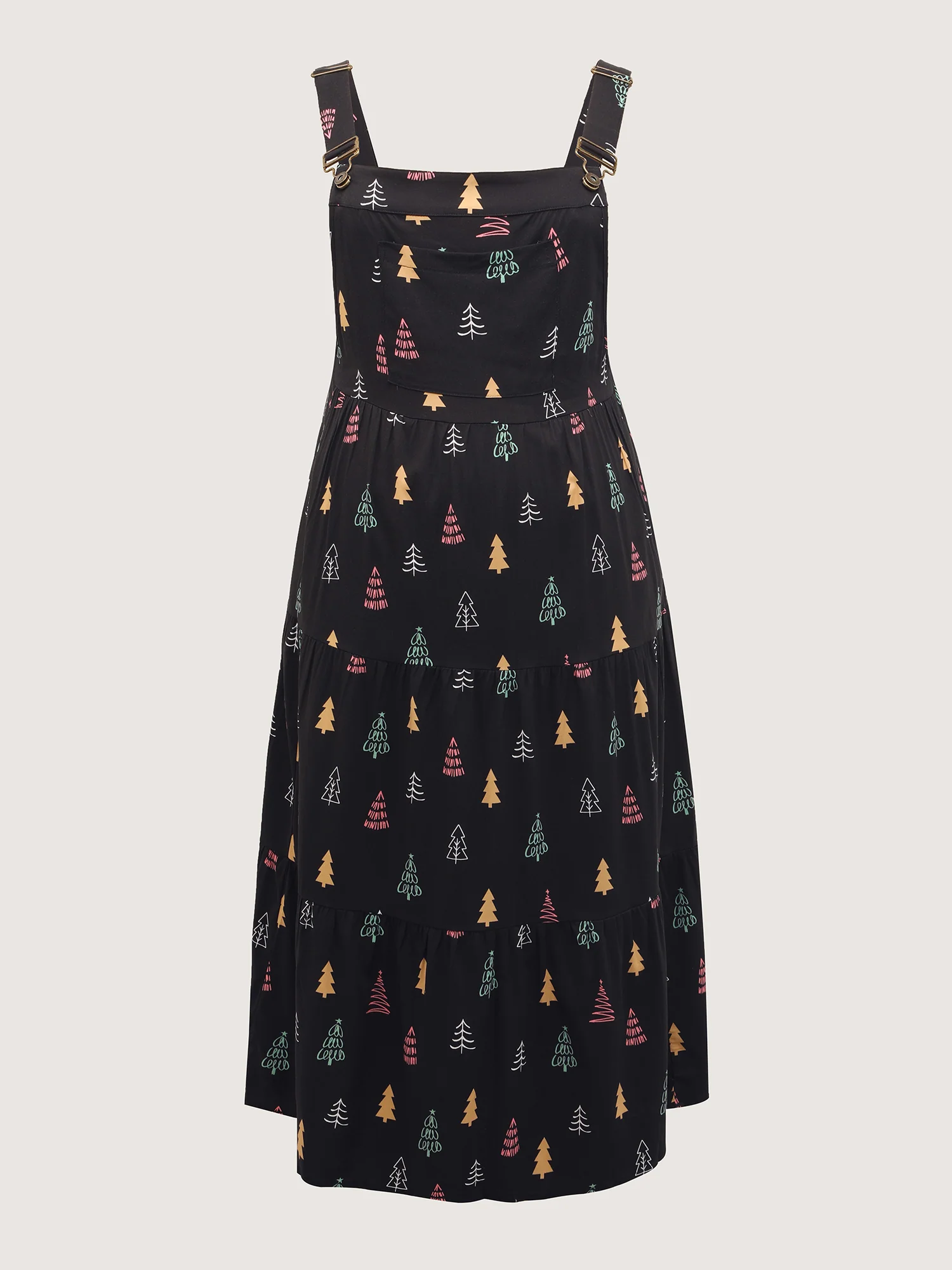 Holiday Tree Rayon Pockets Midi Dress