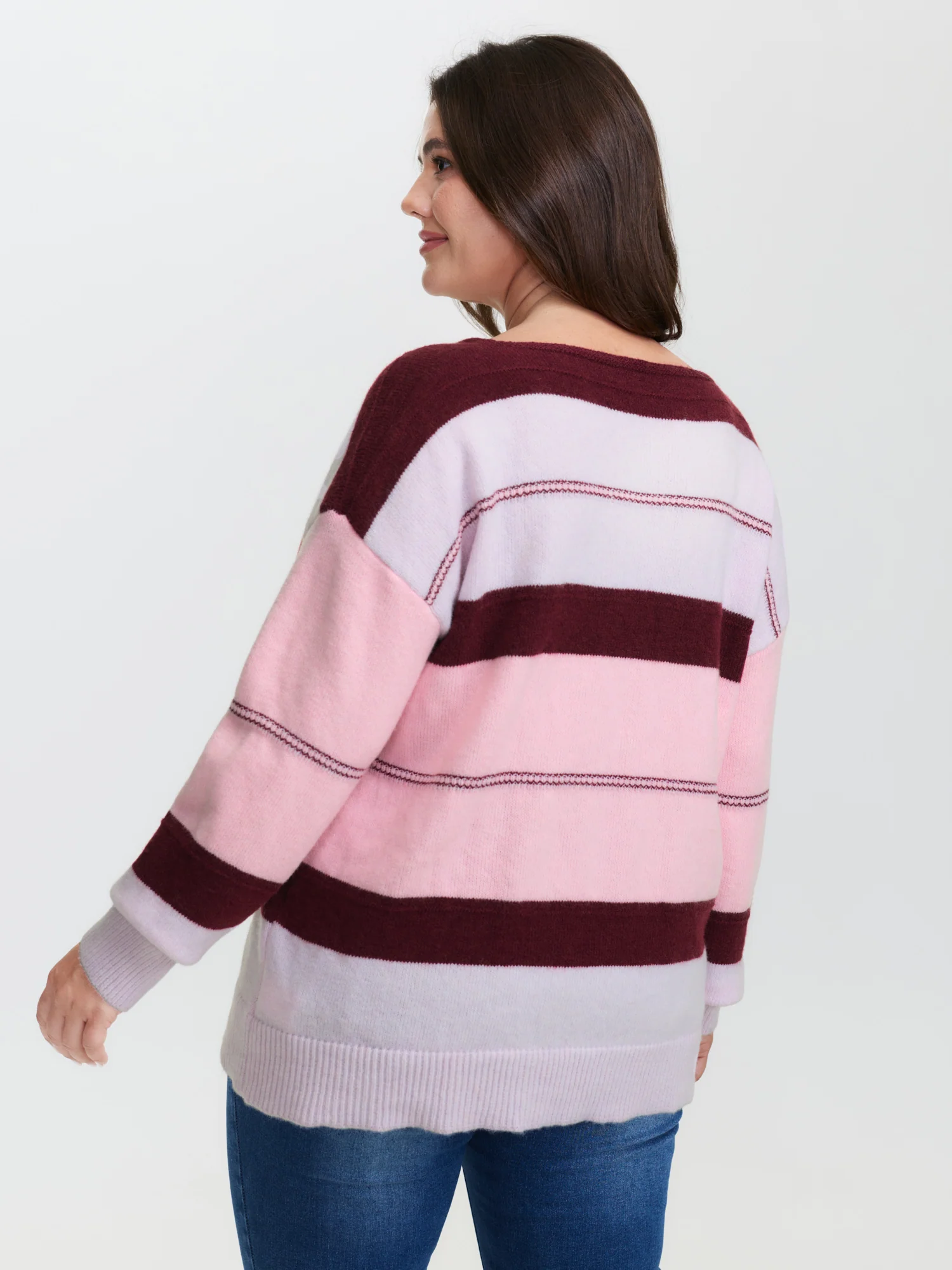 Striped Print Color Contrast Pullover