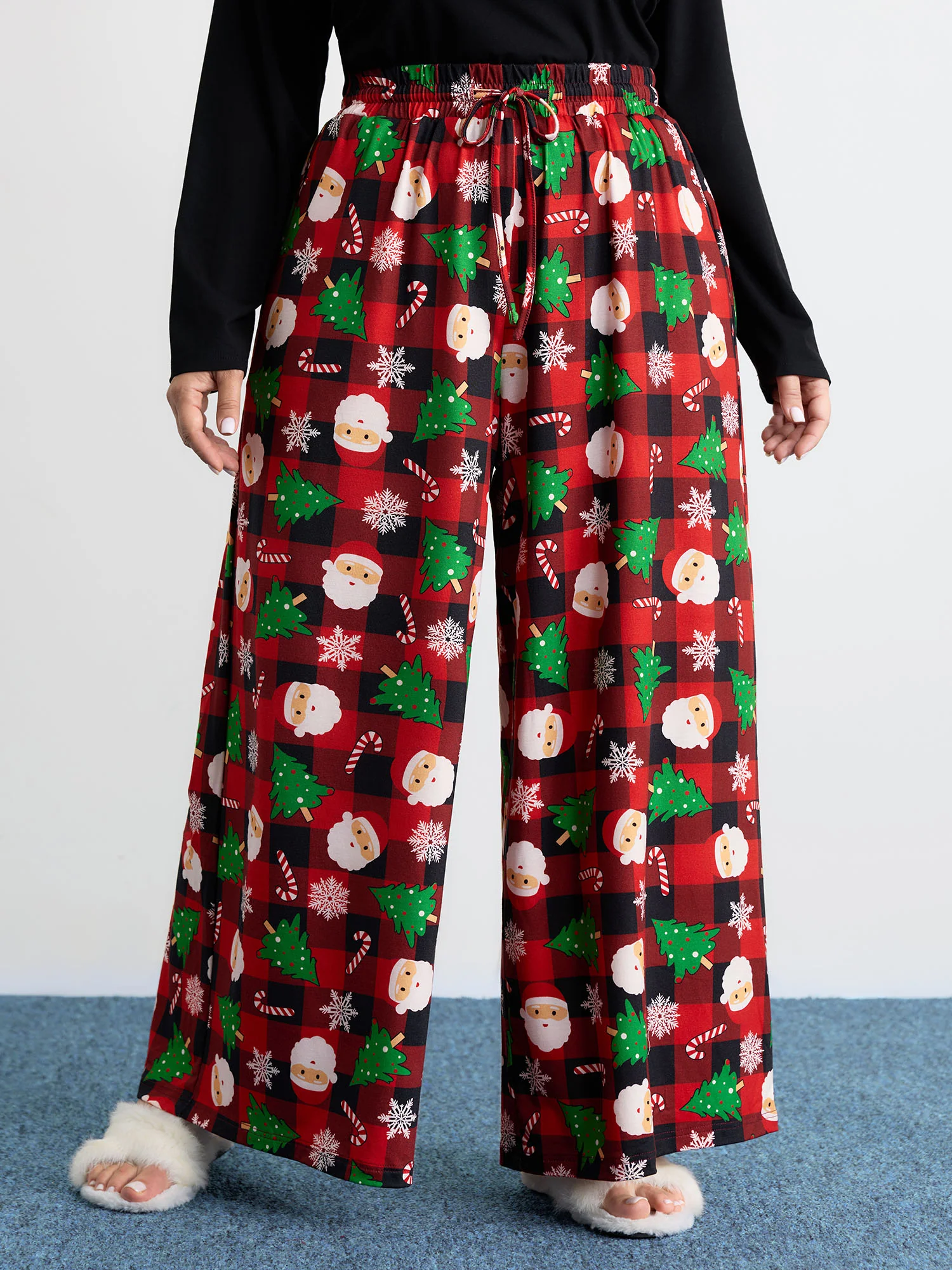 Santa Claus Christmas Wide Lounge Bottoms
