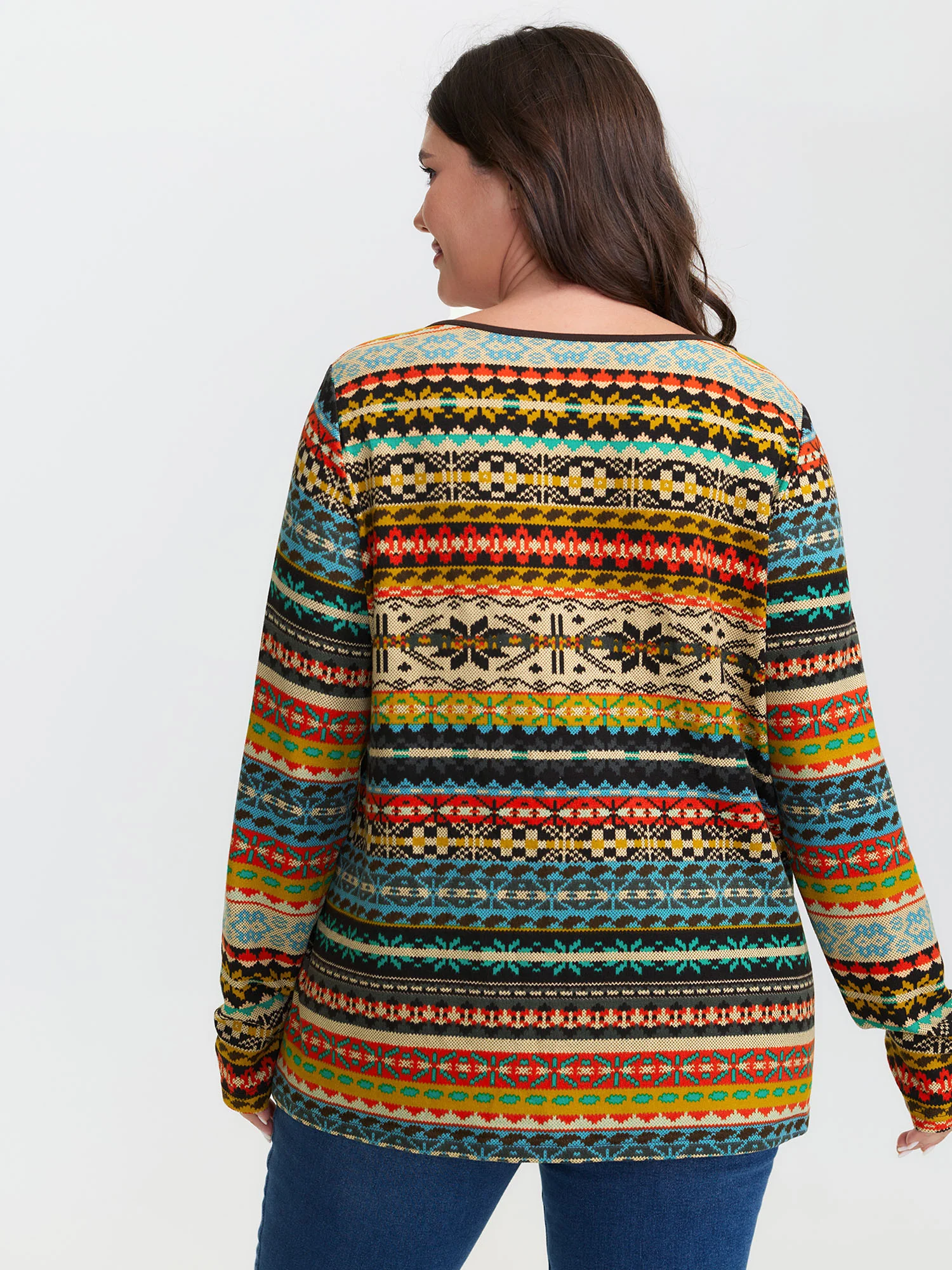 Colorful Stripe Button Placket T-Shirt