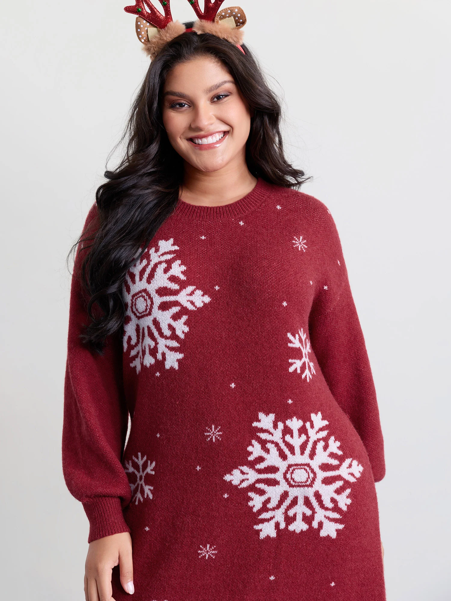 Snowflake Pattern Drop Shoulder Sweater Dress | Cozy Winter Essential ❄️