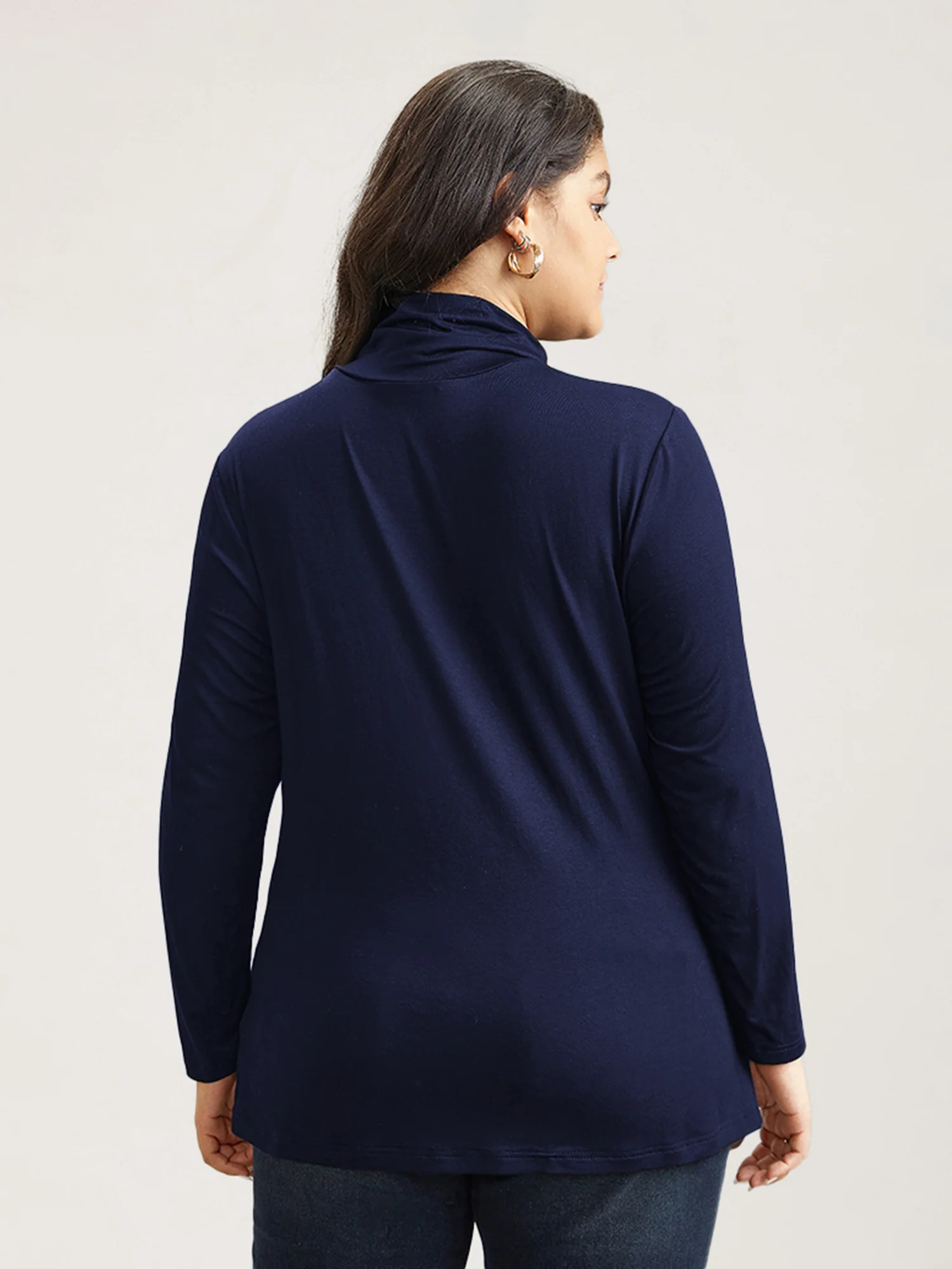 Supersoft Essentials Solid Funnel Neck Knit T-shirt