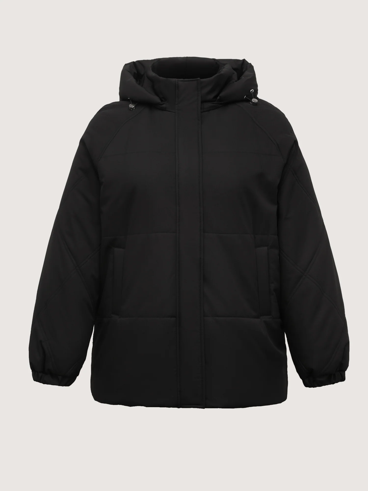 Zipper Button Pockets Quilted Jacket