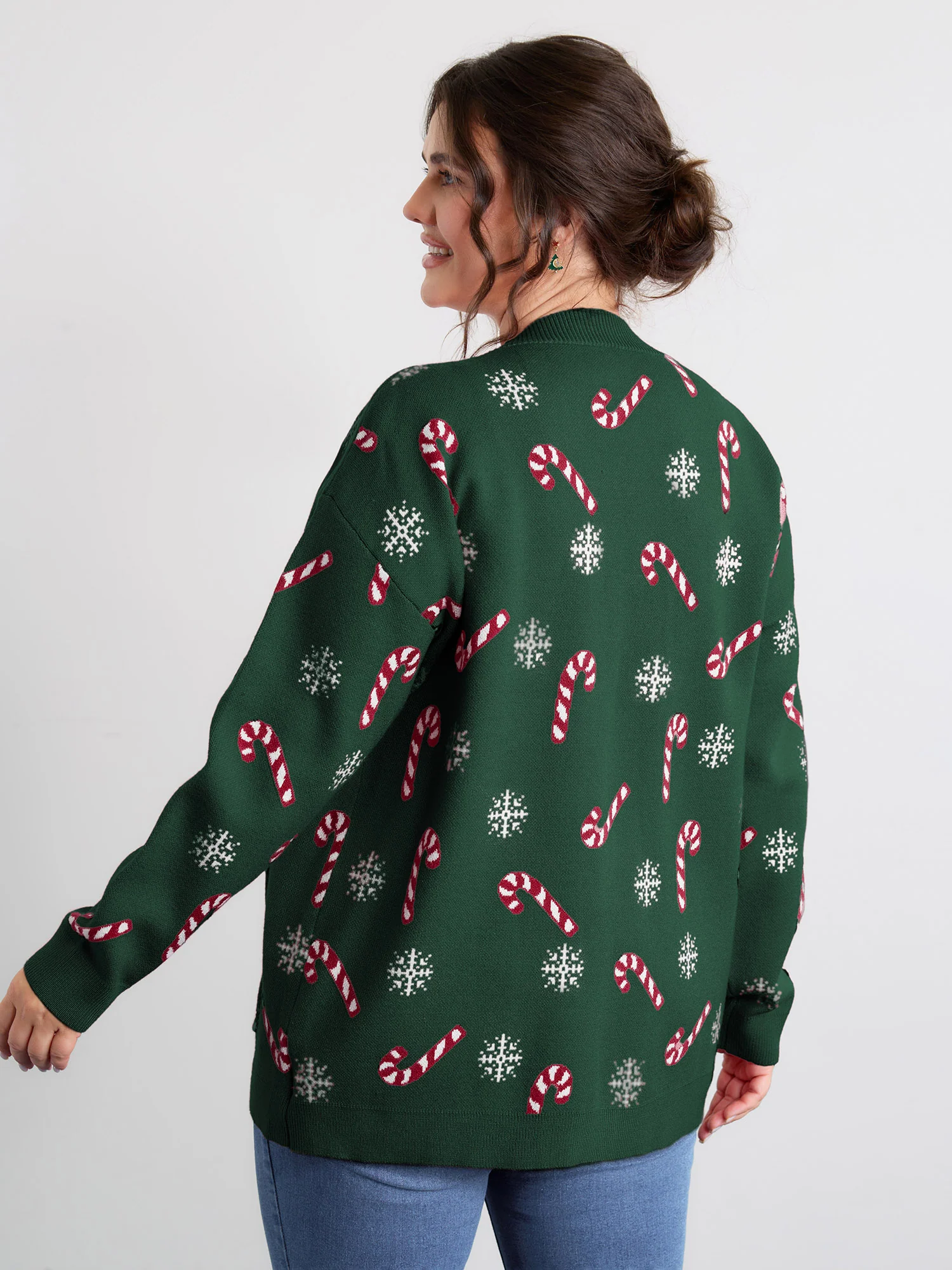 Holiday Candy Patch Pockets Knit Cardigan