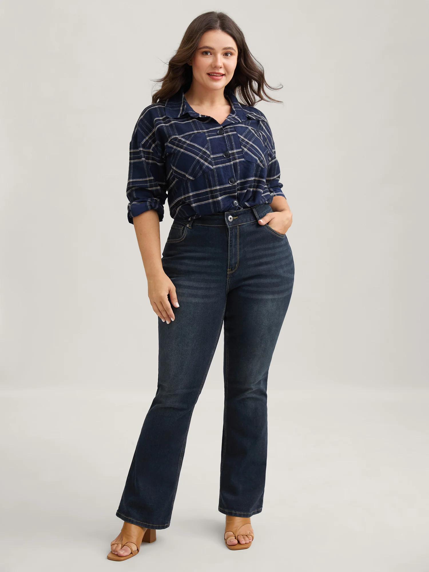 Bootcut Very Stretchy Mid Rise Medium Wash Sculpt Waist Jeans