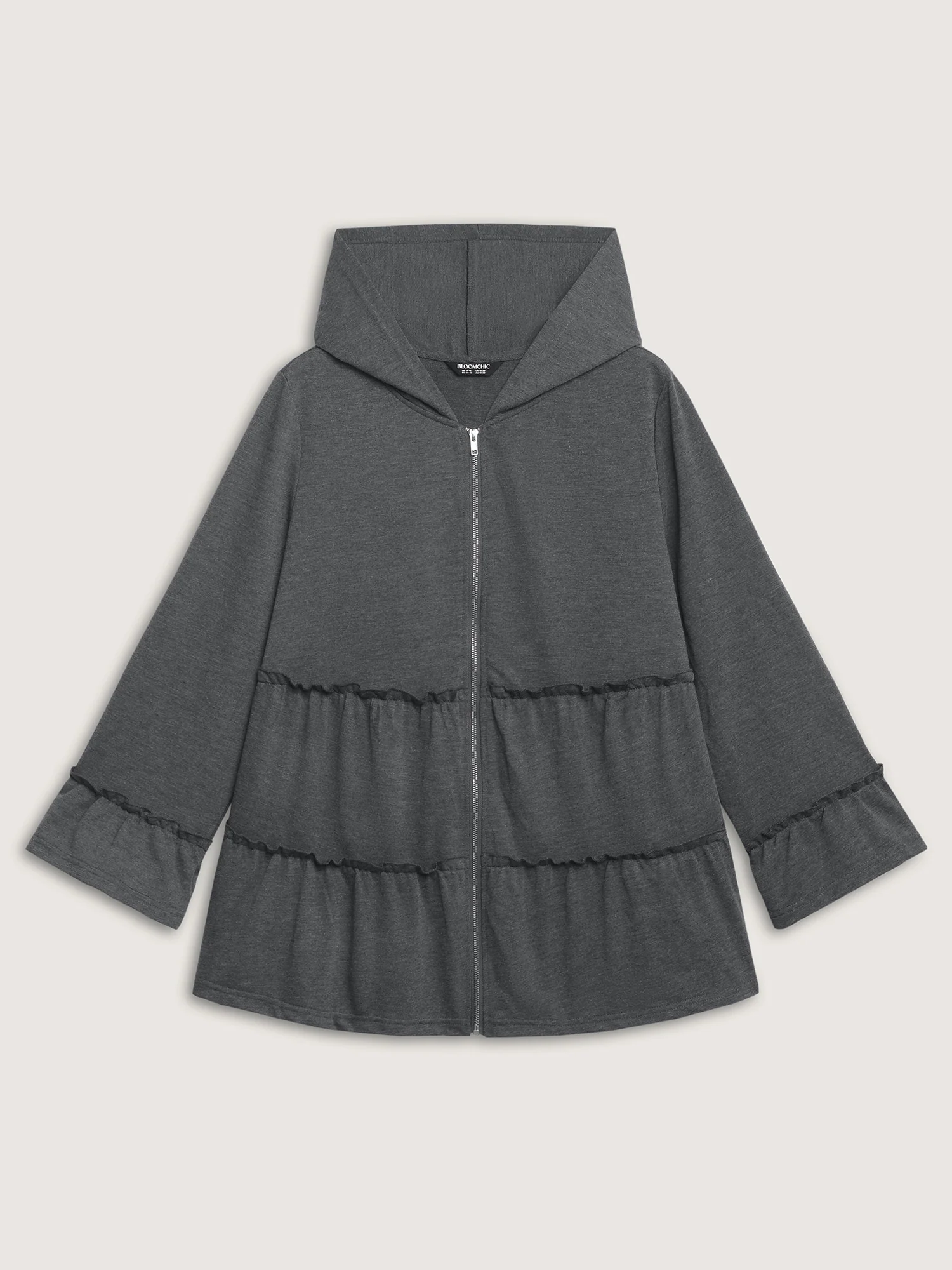 Tiered Ruffled Edges Pockets Jacket