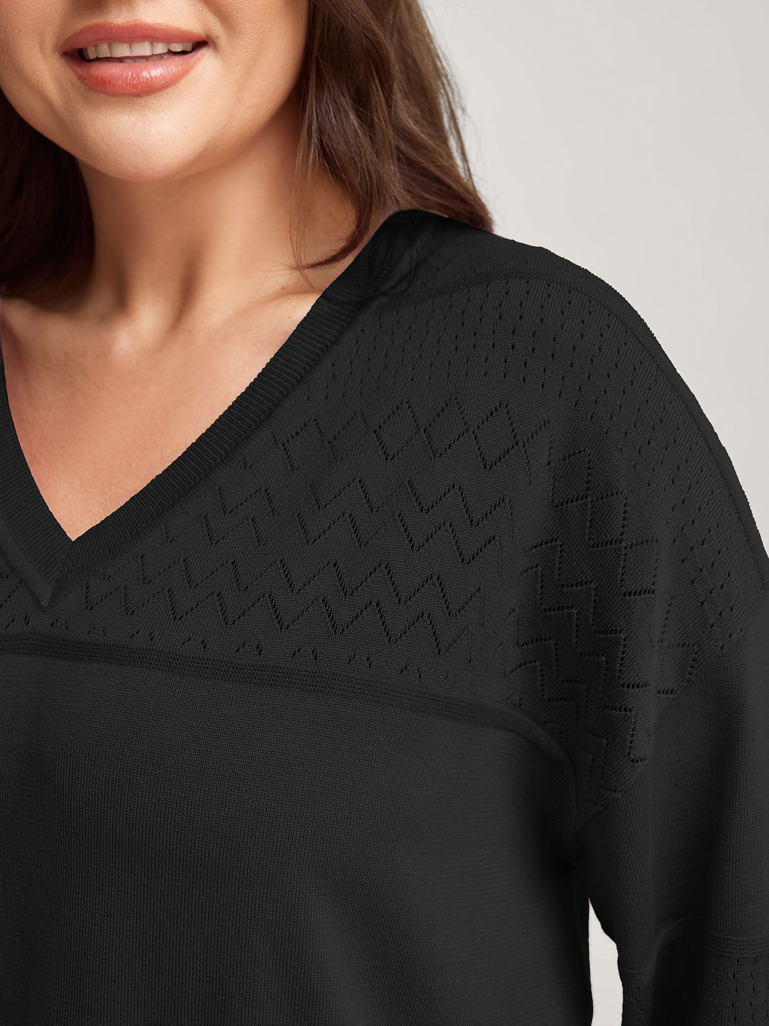 Supersoft Textured Eyelet Trim Pullover