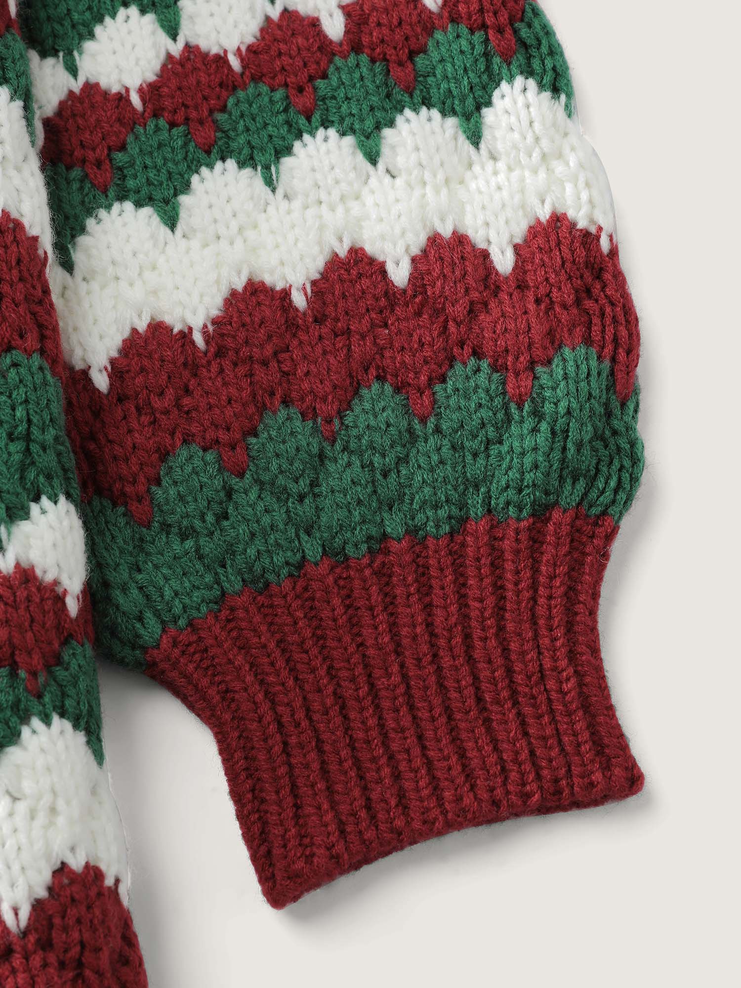Wavy Holiday Stripes Textured Pullover