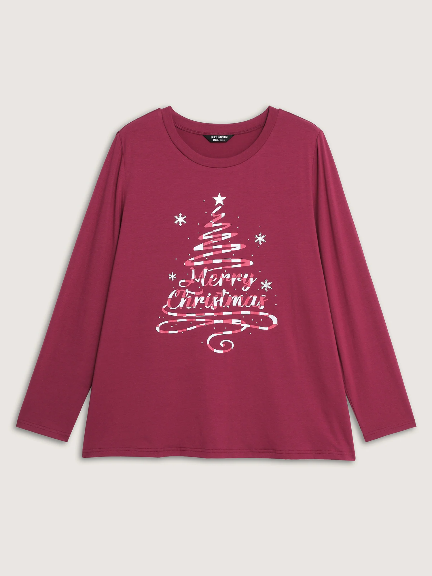 Merry Christmas Print Contrast T-Shirt