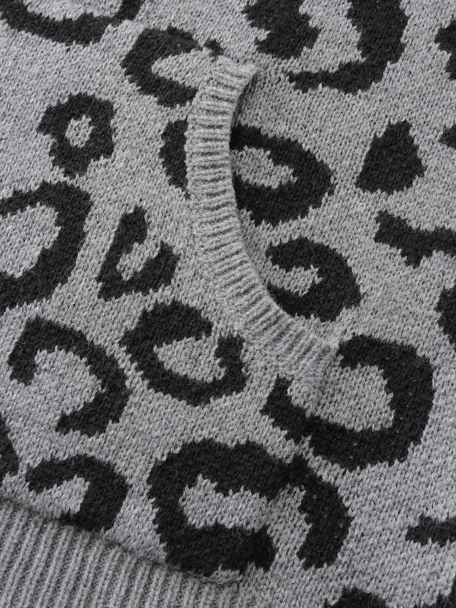 Leopard Print Jacquard Hooded Knit Cardigan