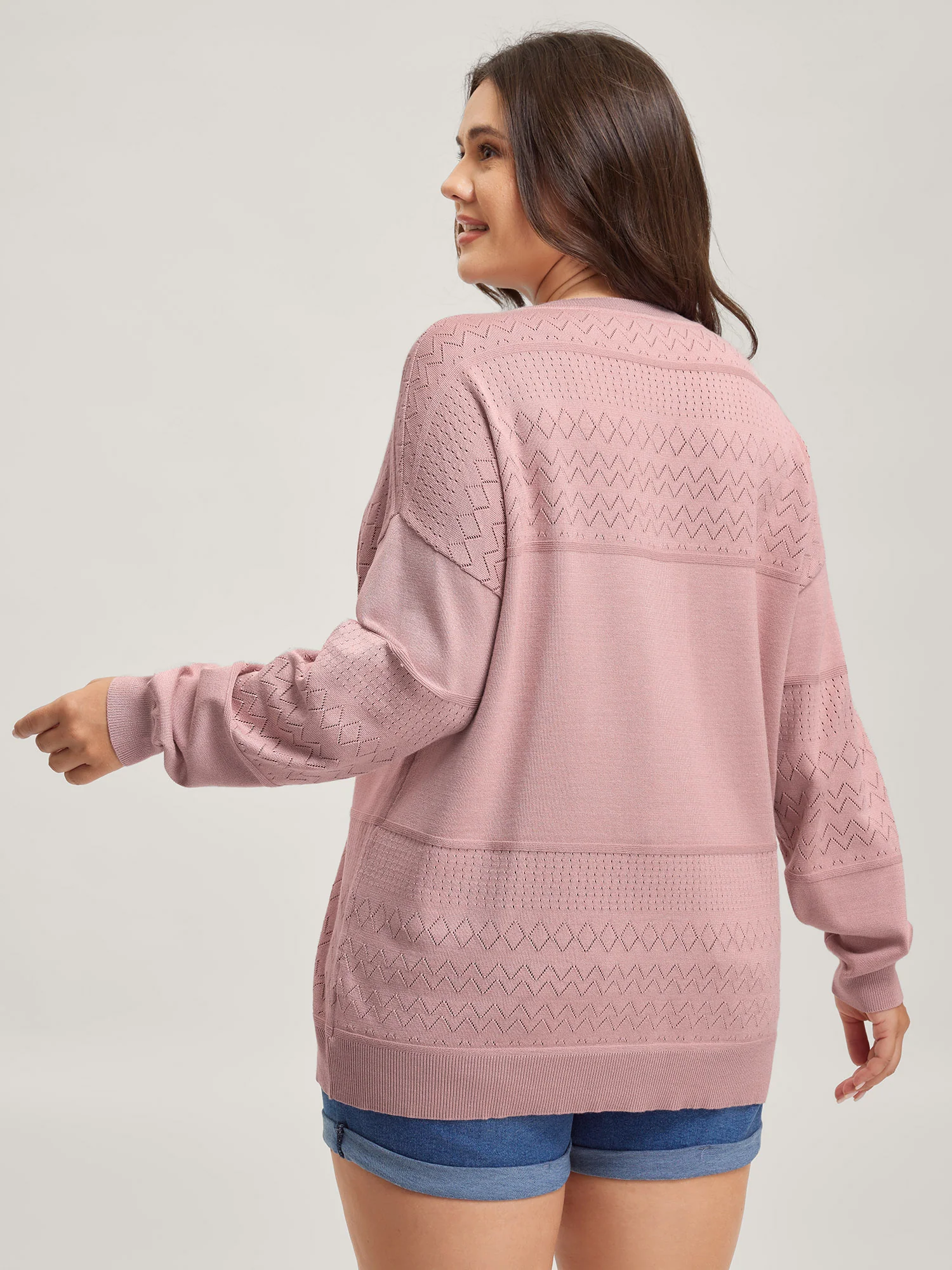 Supersoft Textured Eyelet Trim Pullover