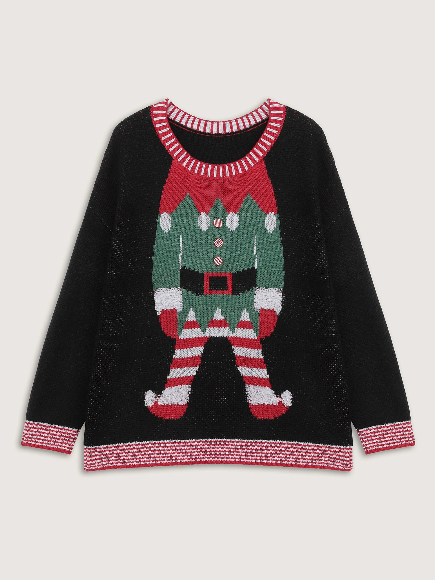 Holiday Elf Pattern Color Contrast Pullover
