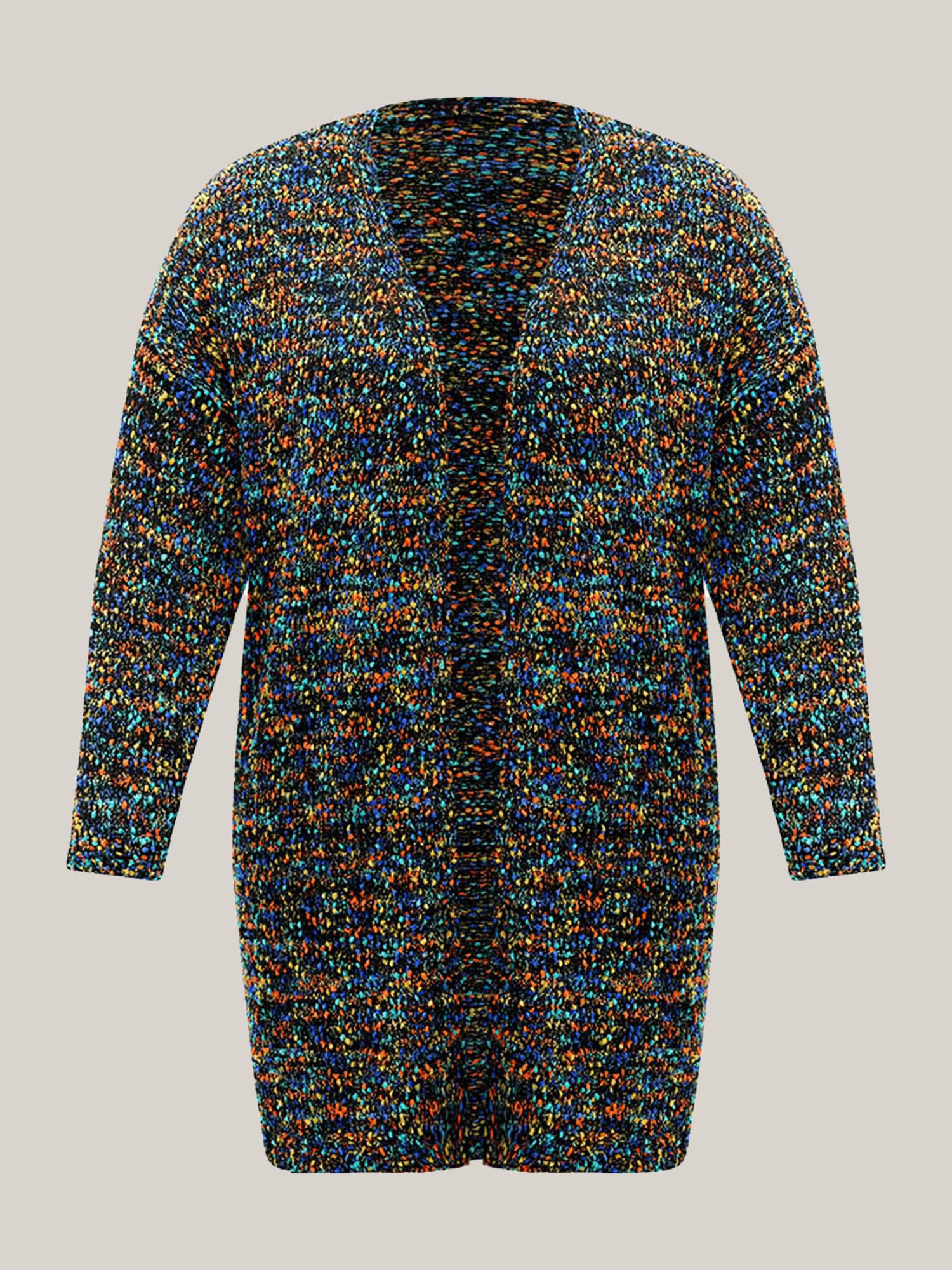 Color Textured Open Front Cardigan