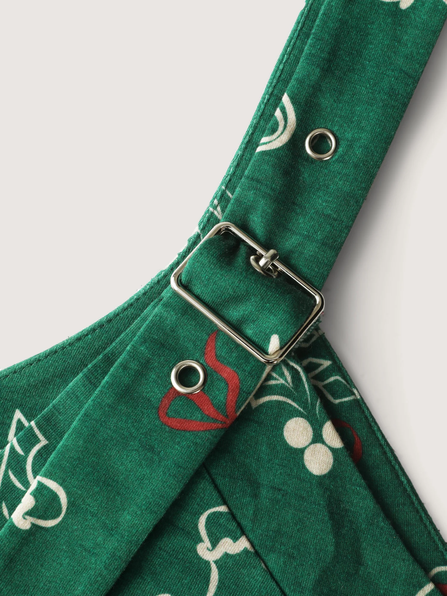 Tree Gingerbread Print Knit Jumpsuit