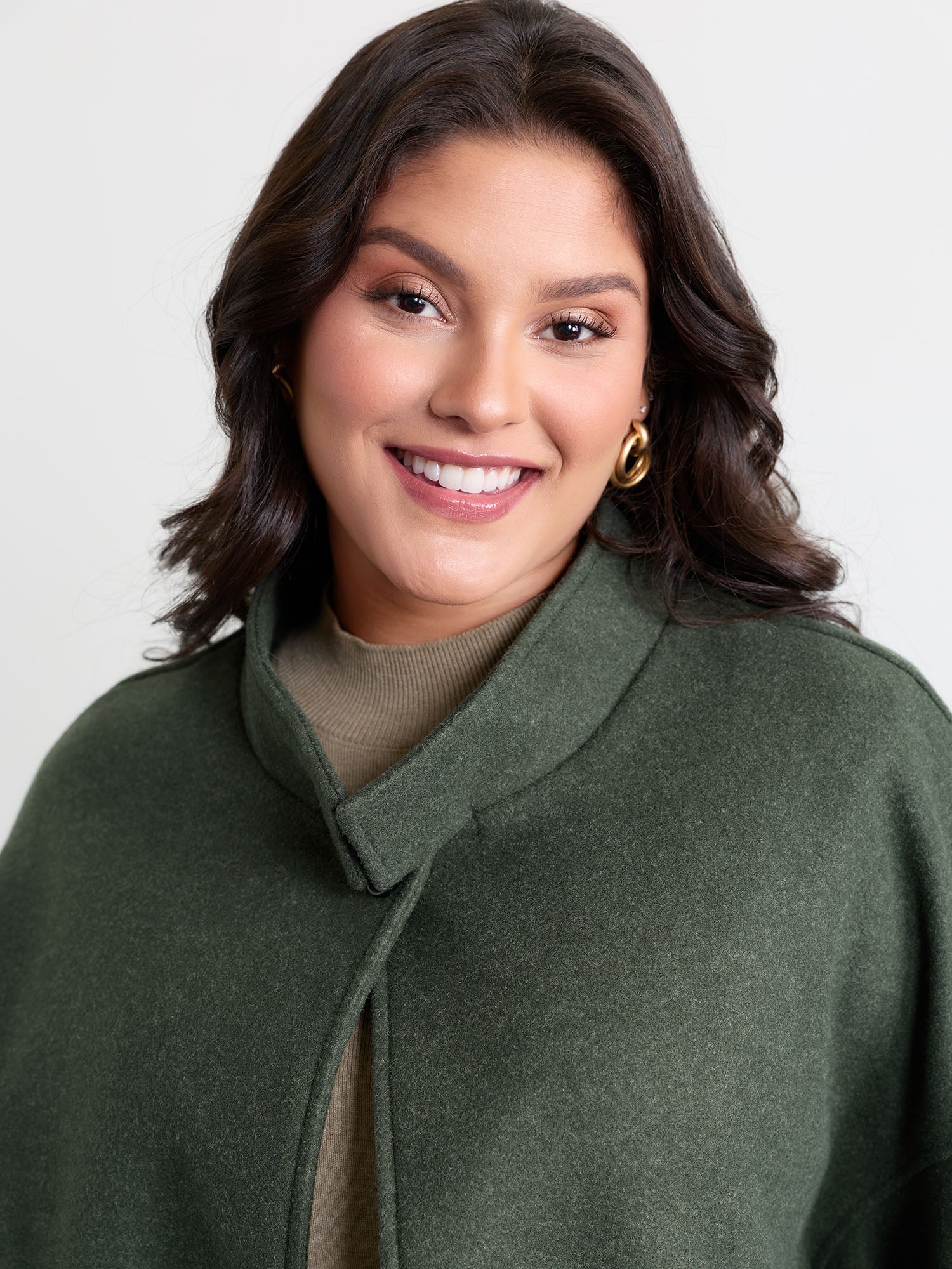 Rolled Button Sleeve Pockets Coat