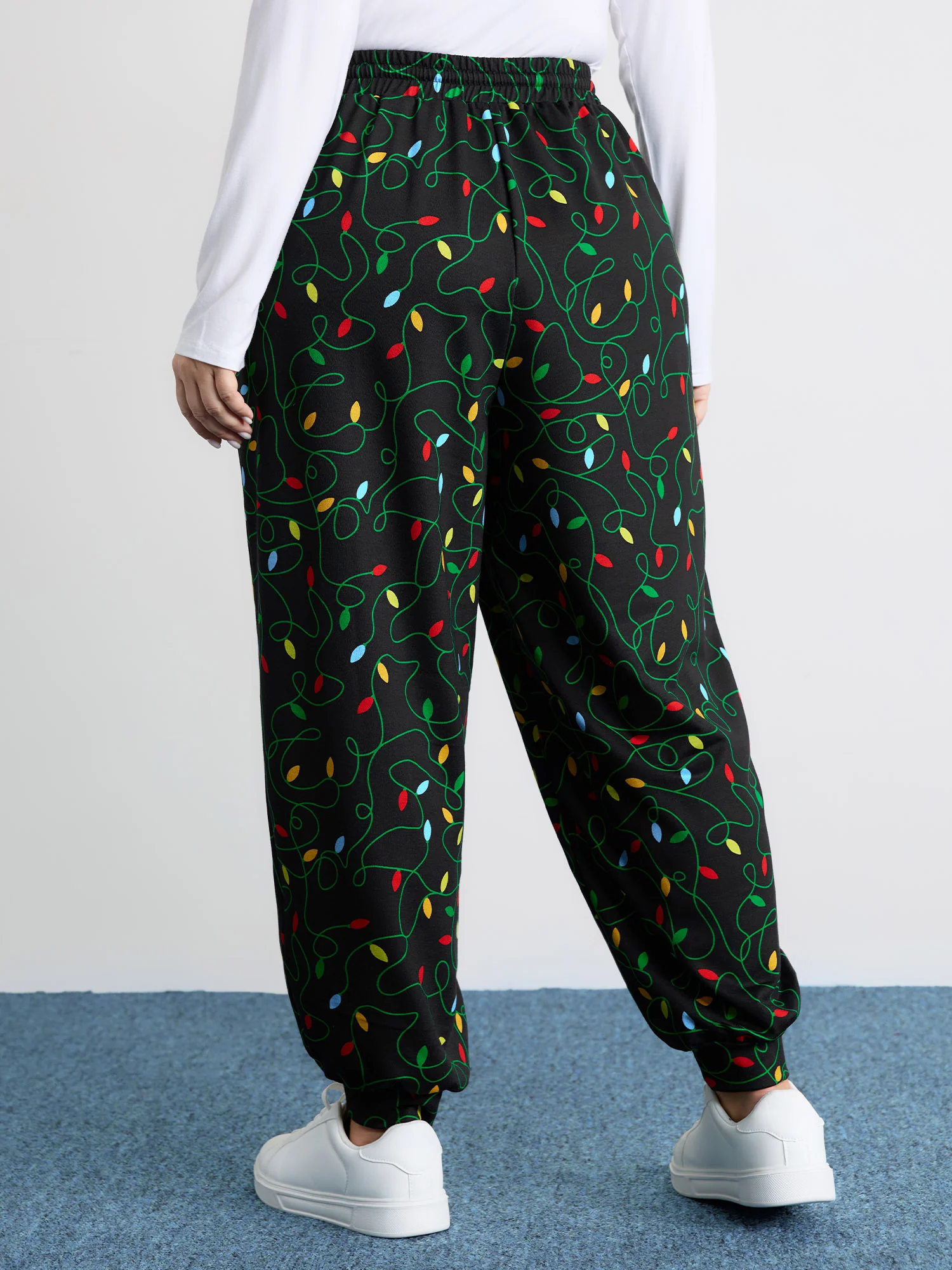 Colorful Lights Pattern Stretchy-Fit Pants