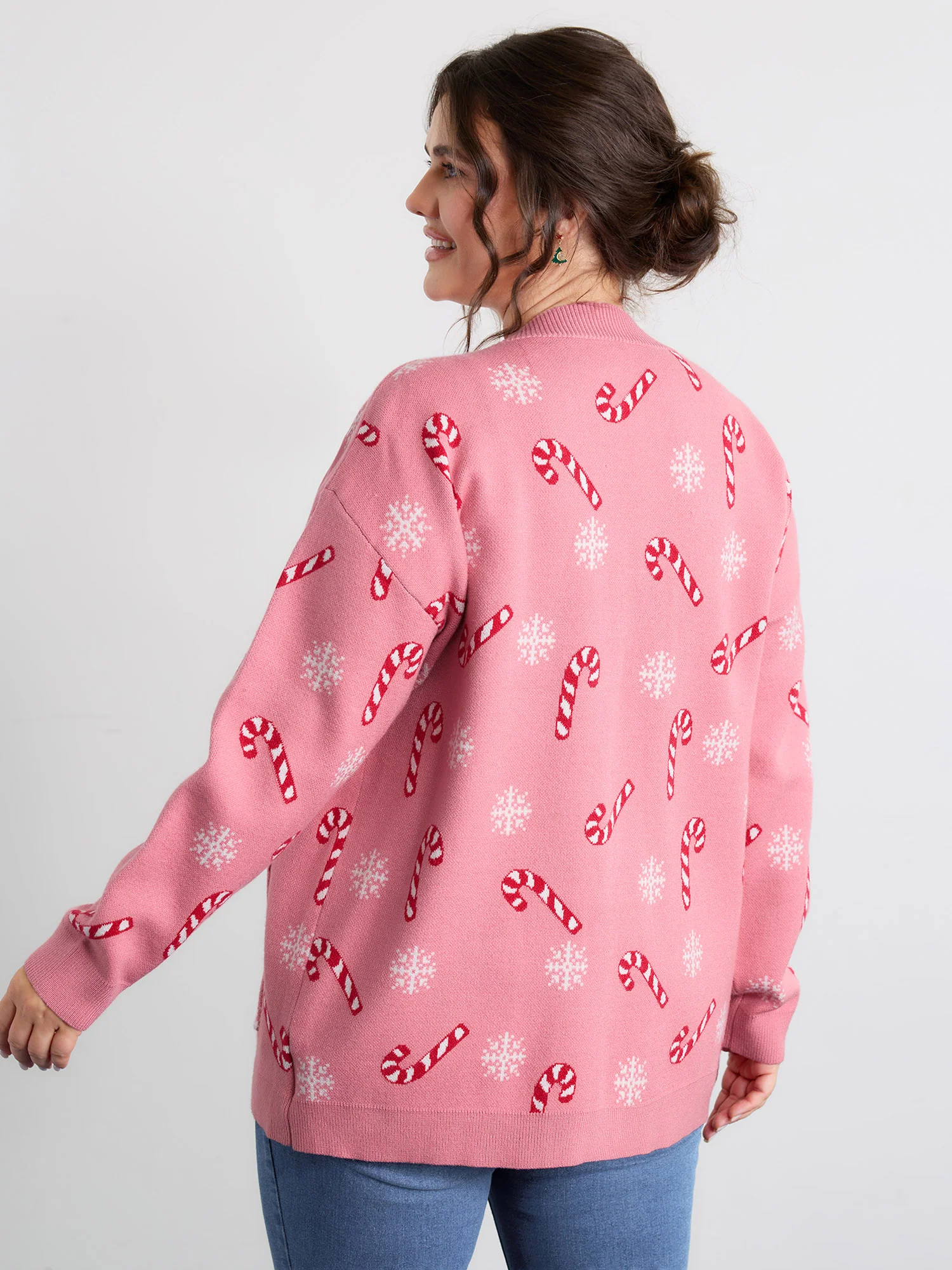 Holiday Candy Patch Pockets Knit Cardigan