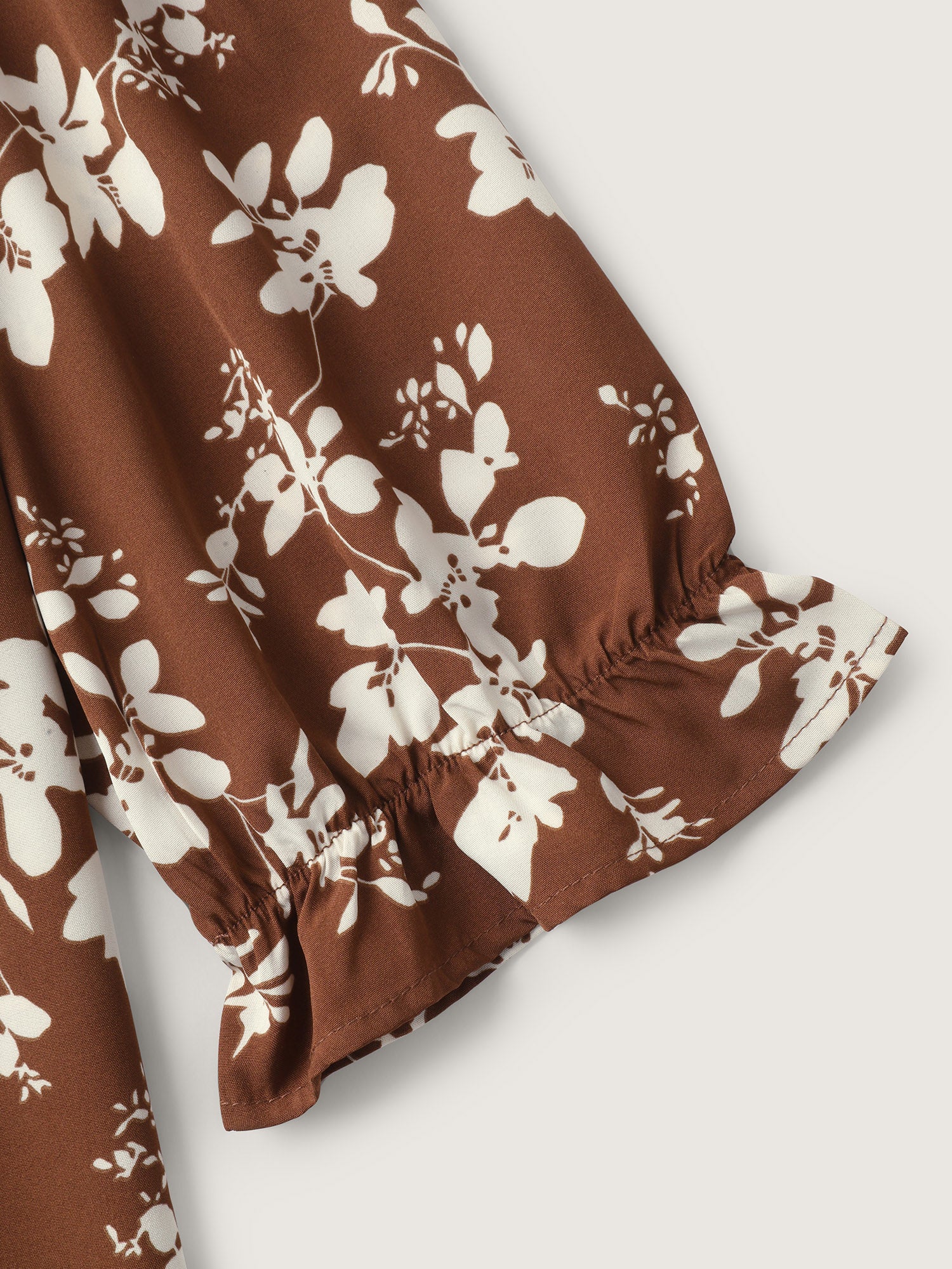 Fall Silhouette Florals Button Ruffled Blouse