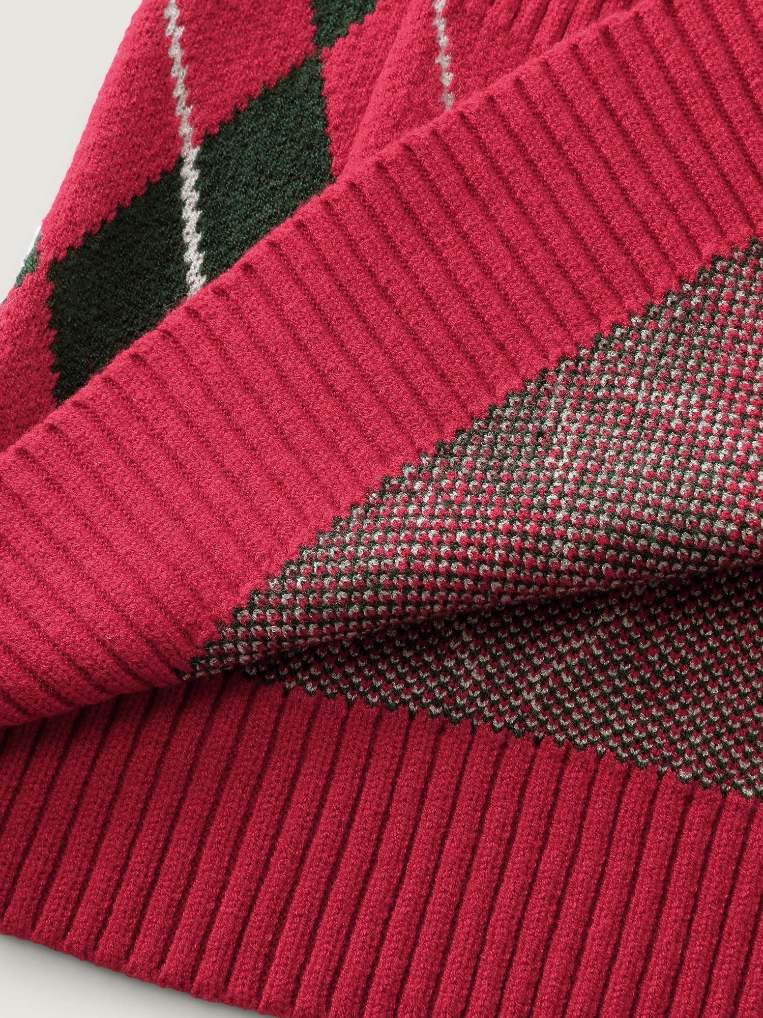 Holiday Checkered Jacquard Knit Cardigan