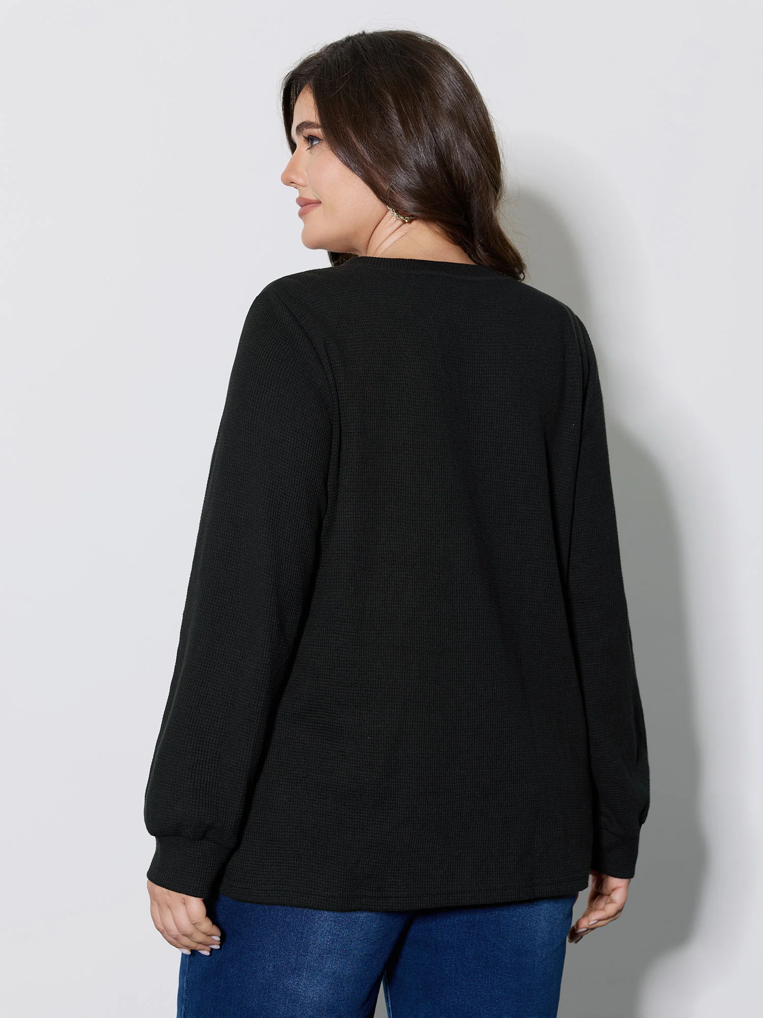 Holiday Elements Sequin Embroidery Textured Sweatshirt