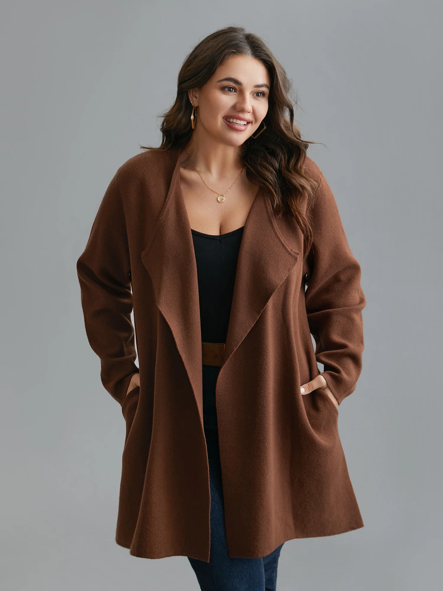 Supersoft Essentials Side Pocket Collared Knit Cardigan