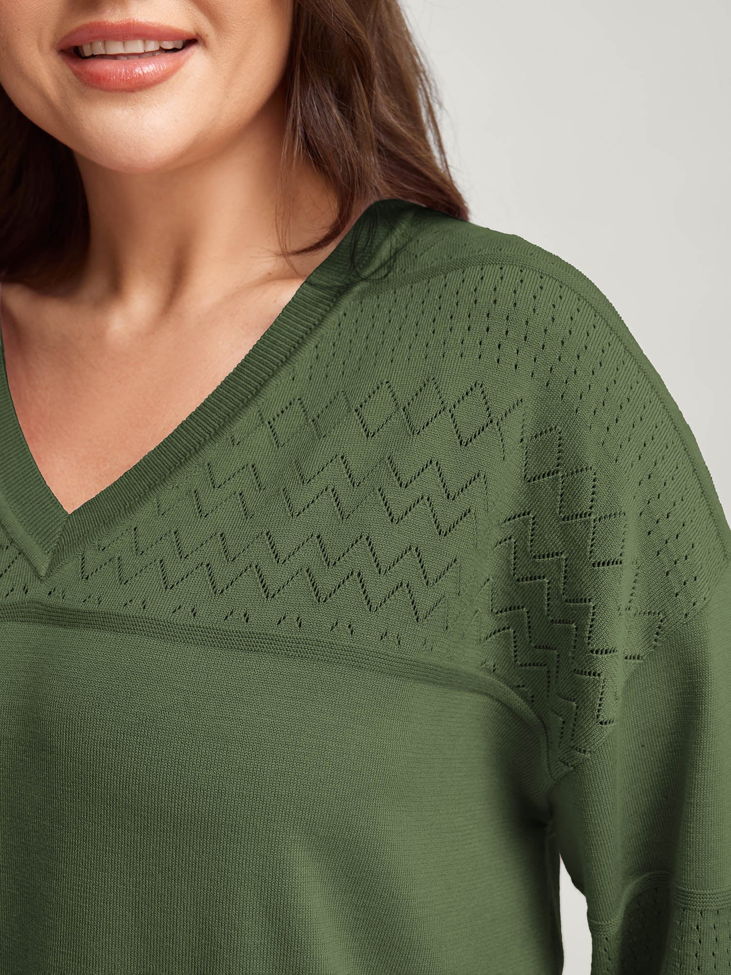 Supersoft Textured Eyelet Trim Pullover