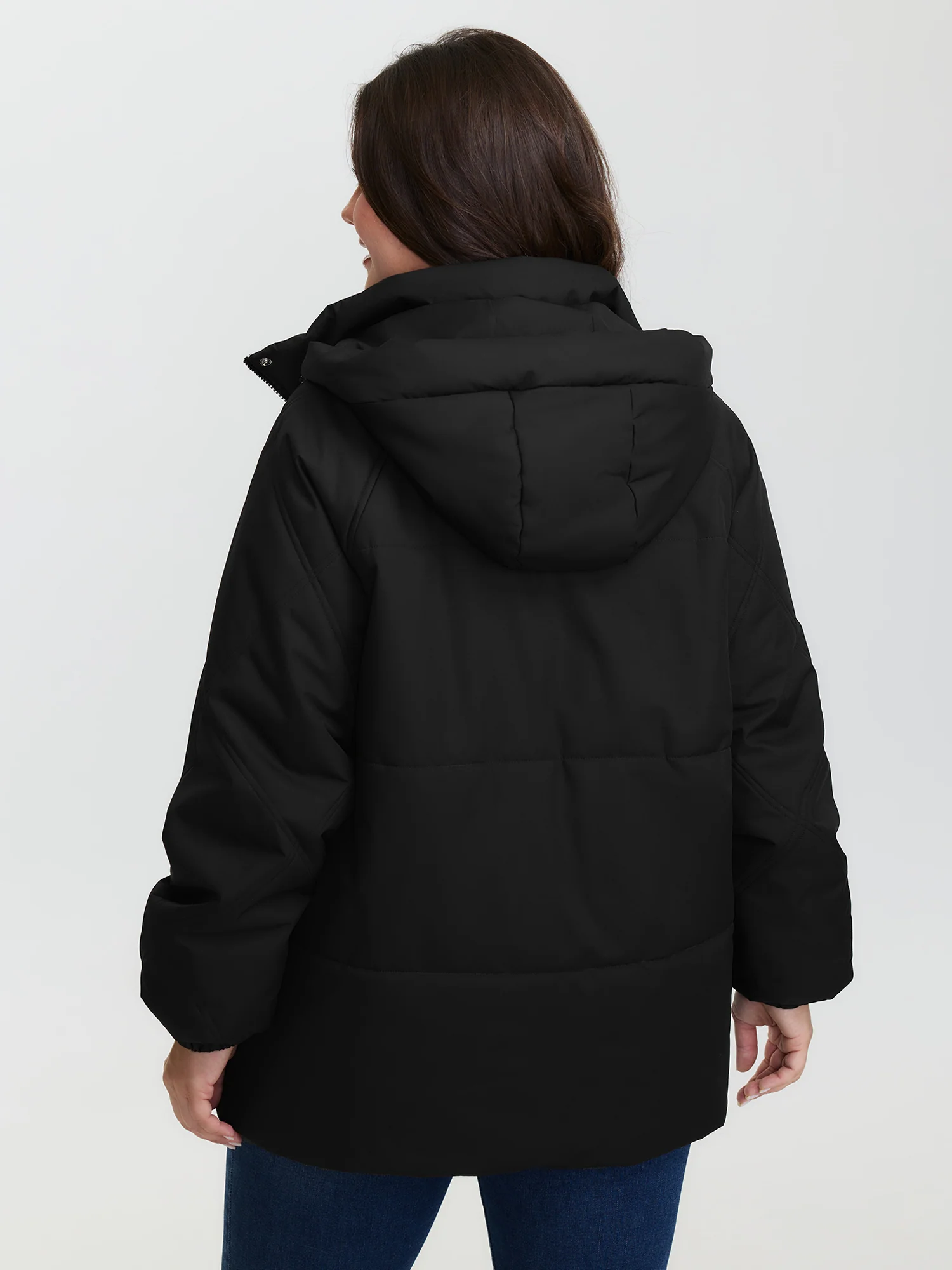 Zipper Button Pockets Quilted Jacket