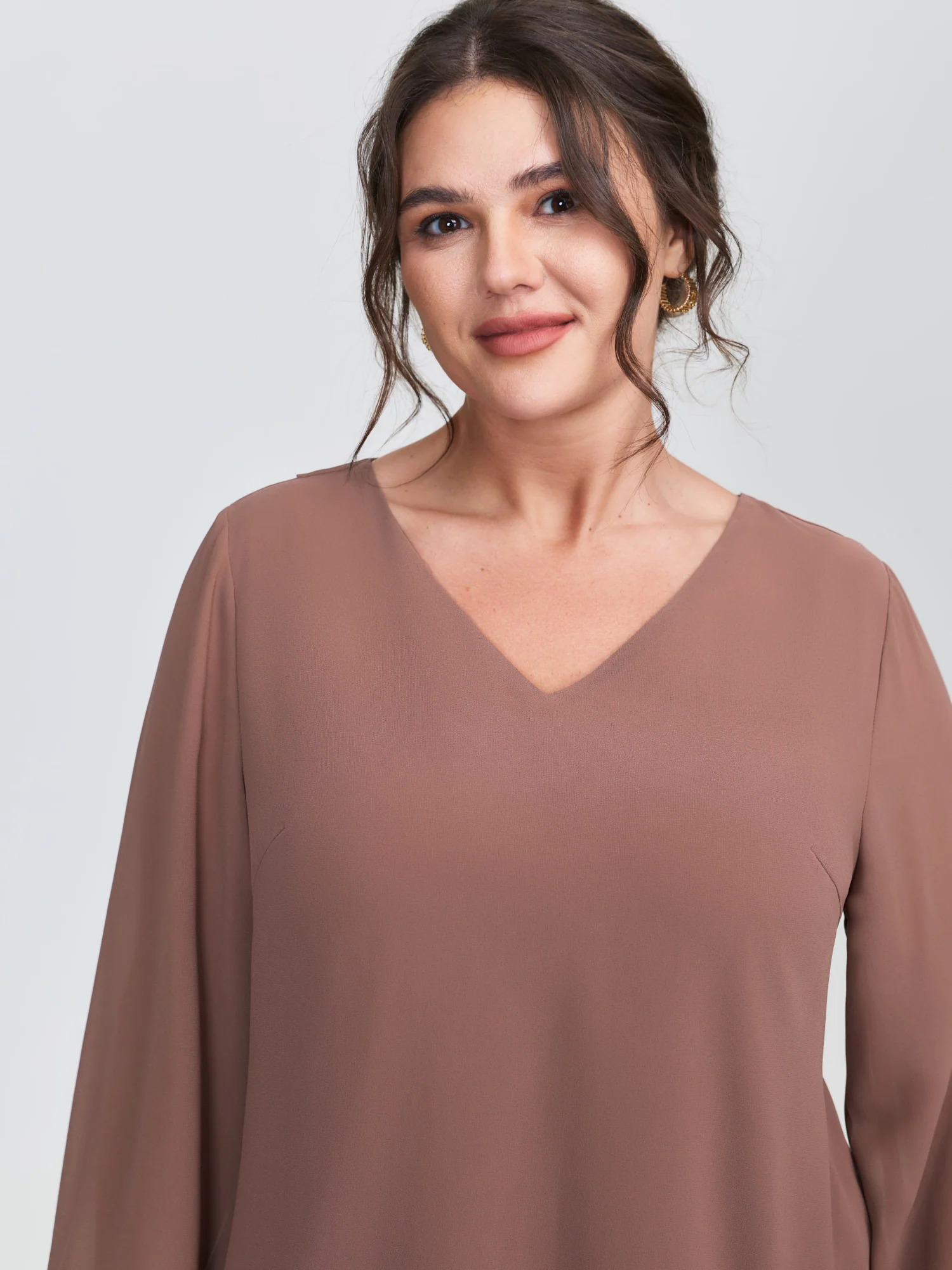 Chiffon Overlap Back Pleated Blouse