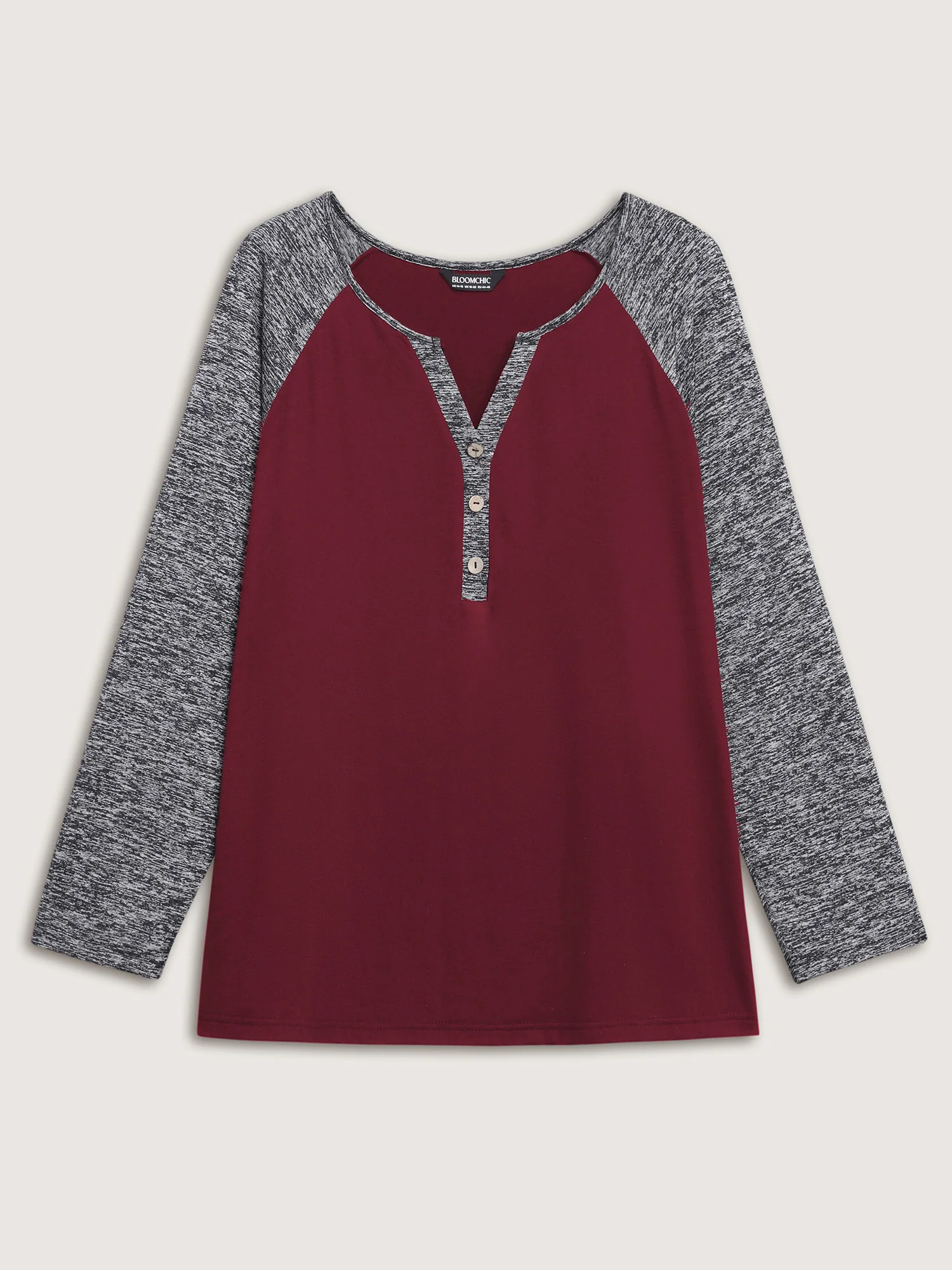 Heather Patchwork Button Detail Stretchy T-Shirt