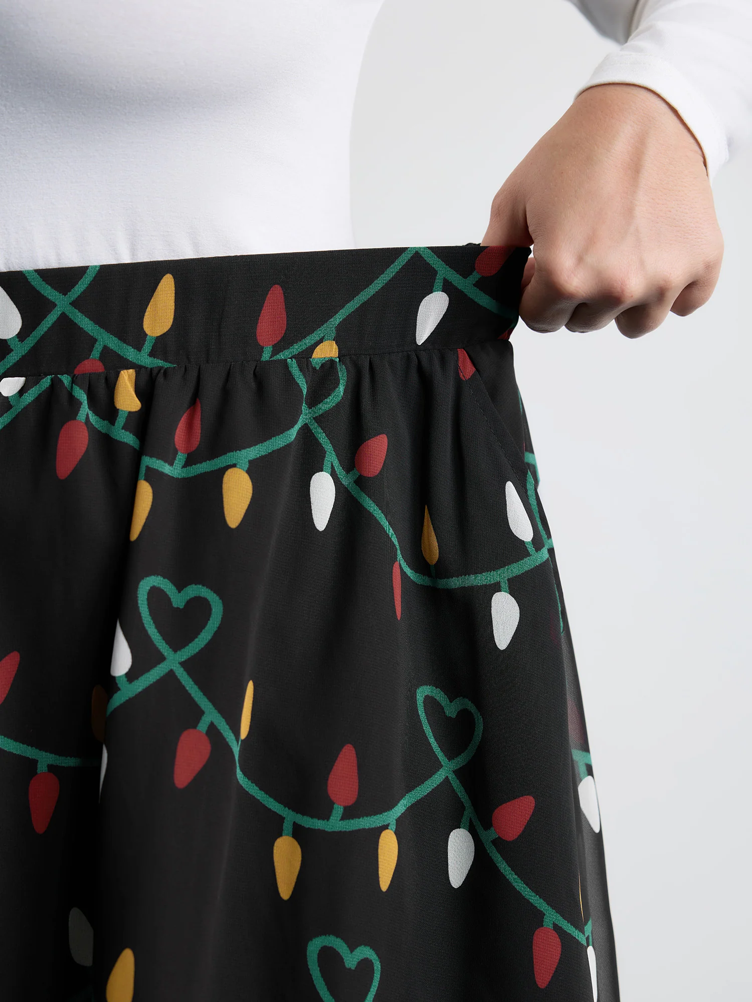 Tweed Fairy Lights Pockets Midi Skirt