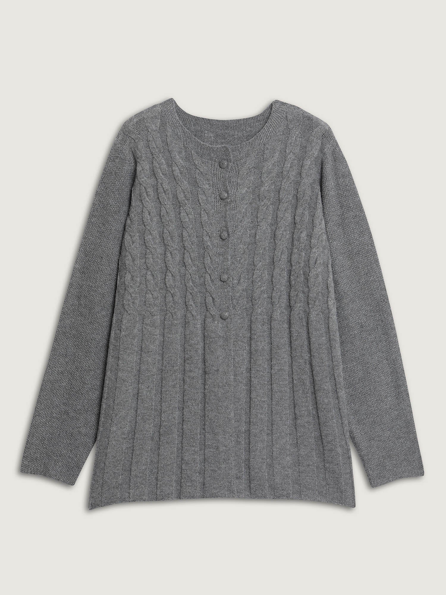 Cable Knit Round Neck Button Knit Cardigan