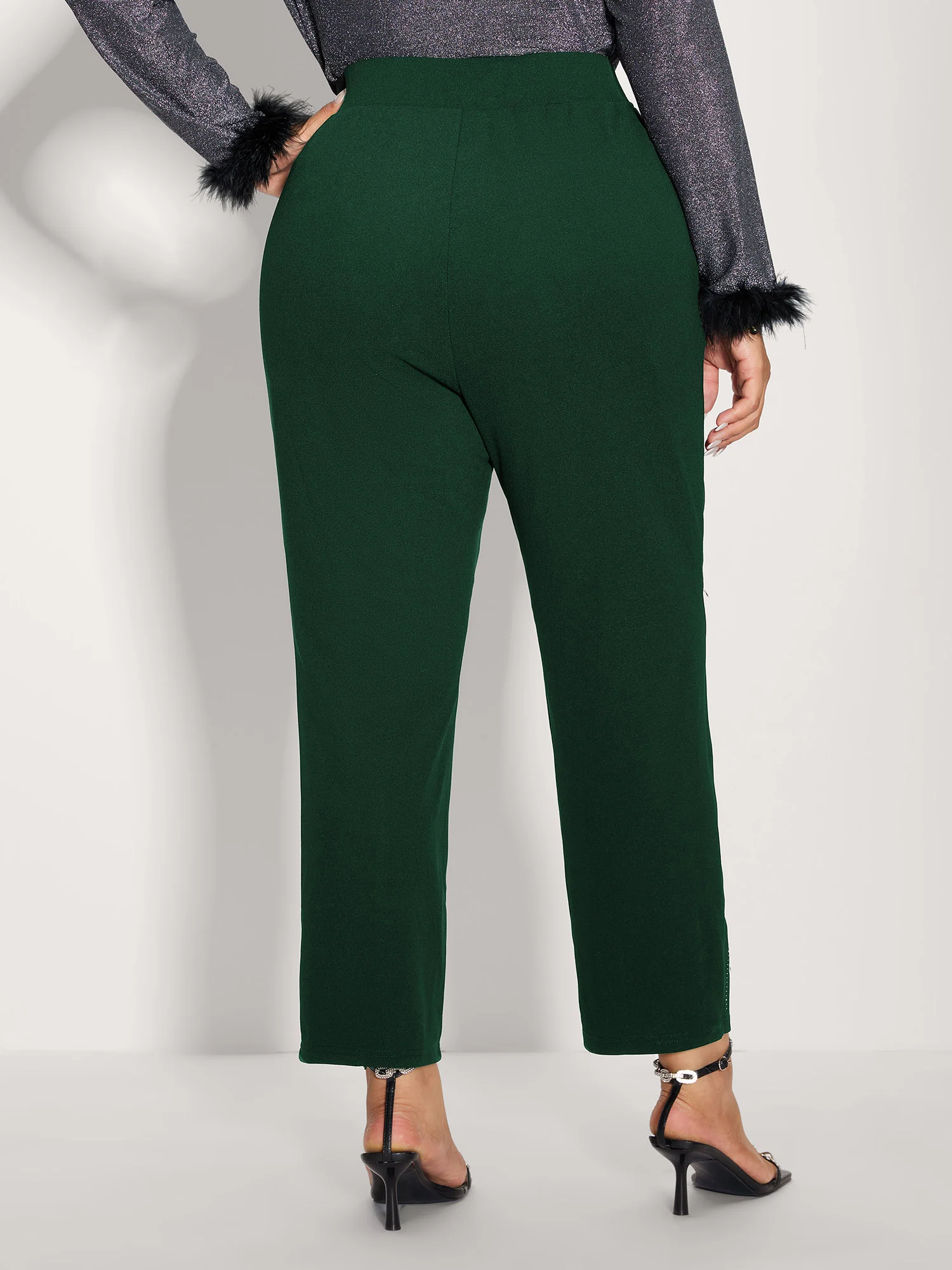 Stretchy Diamond Detail Hem Pants