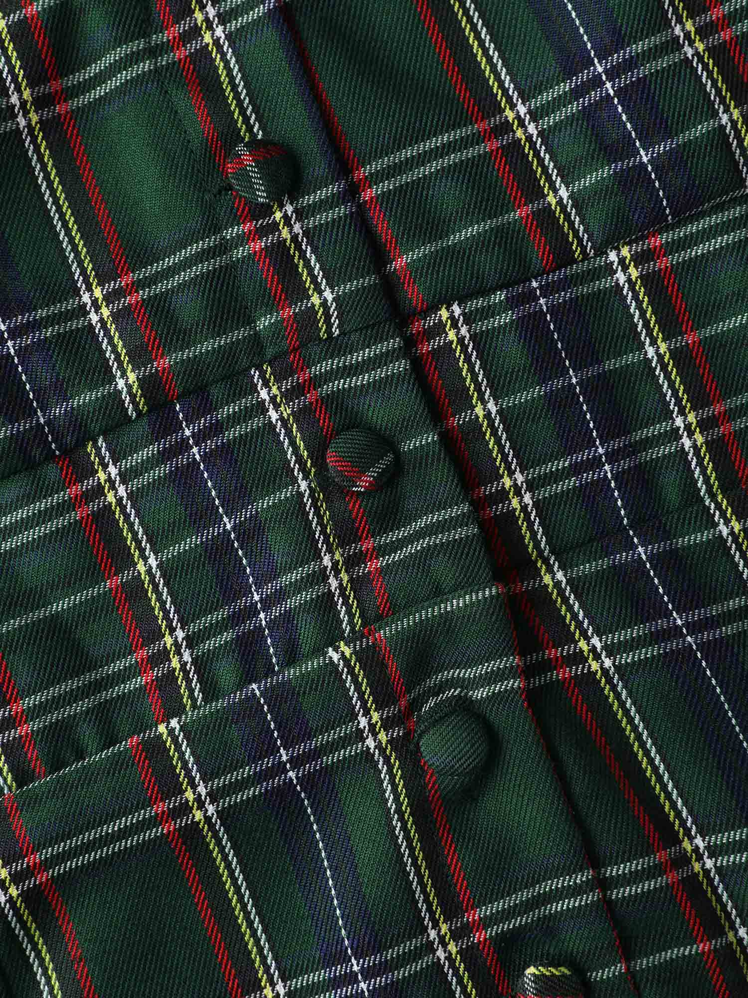 Plaid Print V-Neck Straight-Leg Jumpsuit