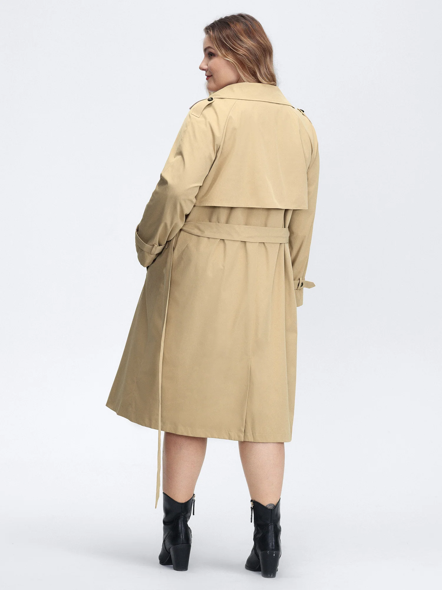 Adjustable Tab Sleeve Lined Trench Coat