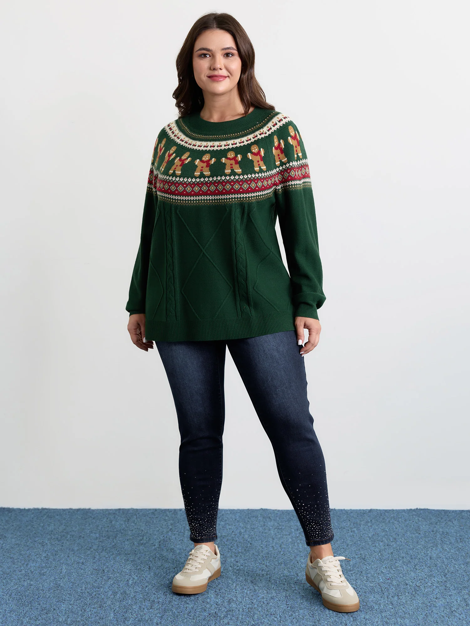 Gingerbread Fair-Isle Contrast Pullover