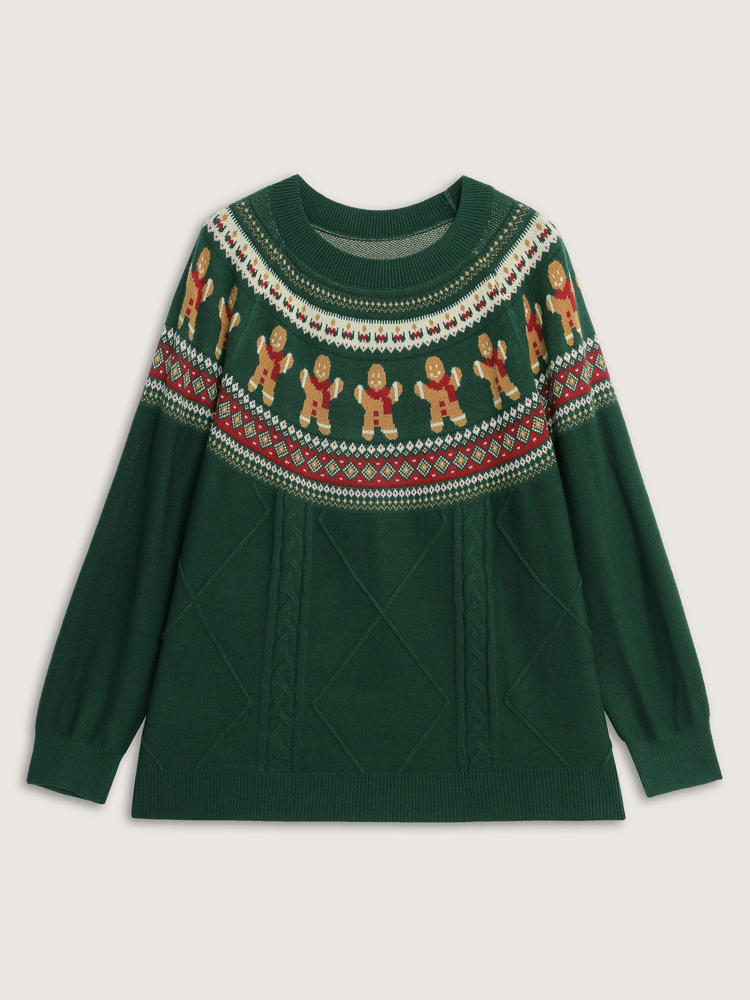 Gingerbread Fair-Isle Contrast Pullover