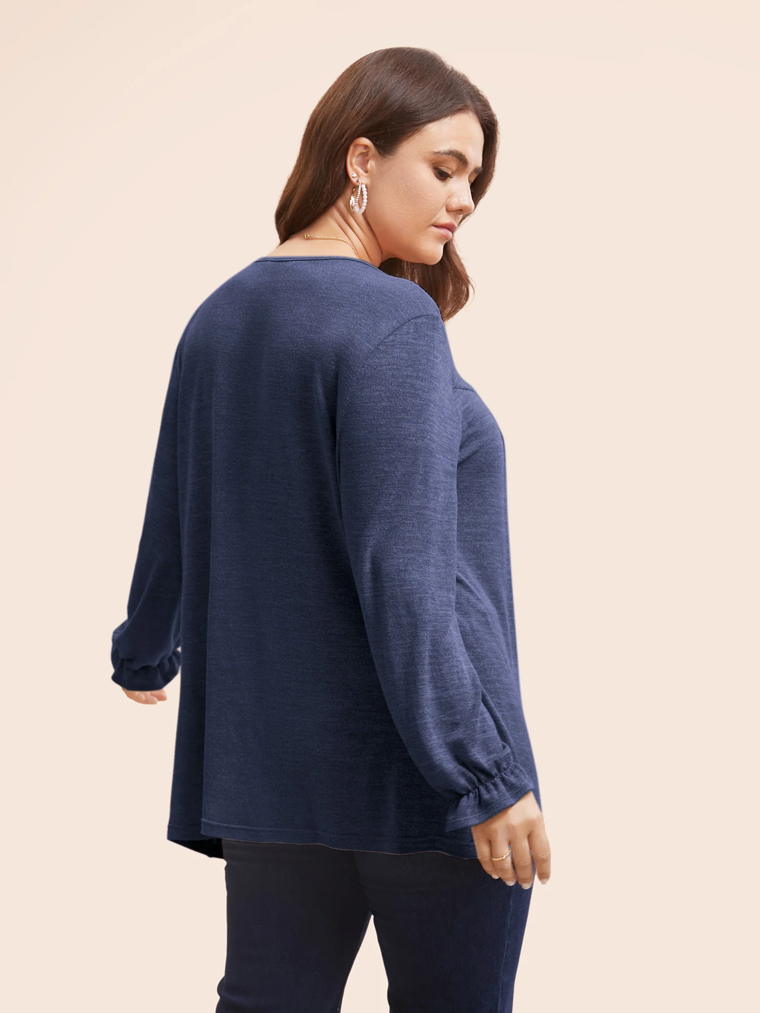 Round Neck Heather Pleated T-shirt