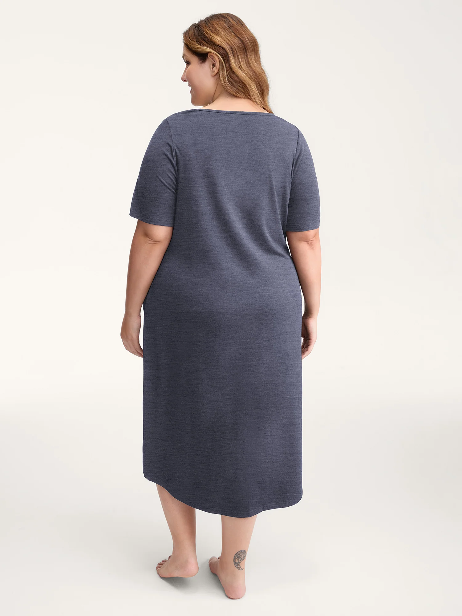 Happy Cat Print Stretchy Contrast Sleep Dress