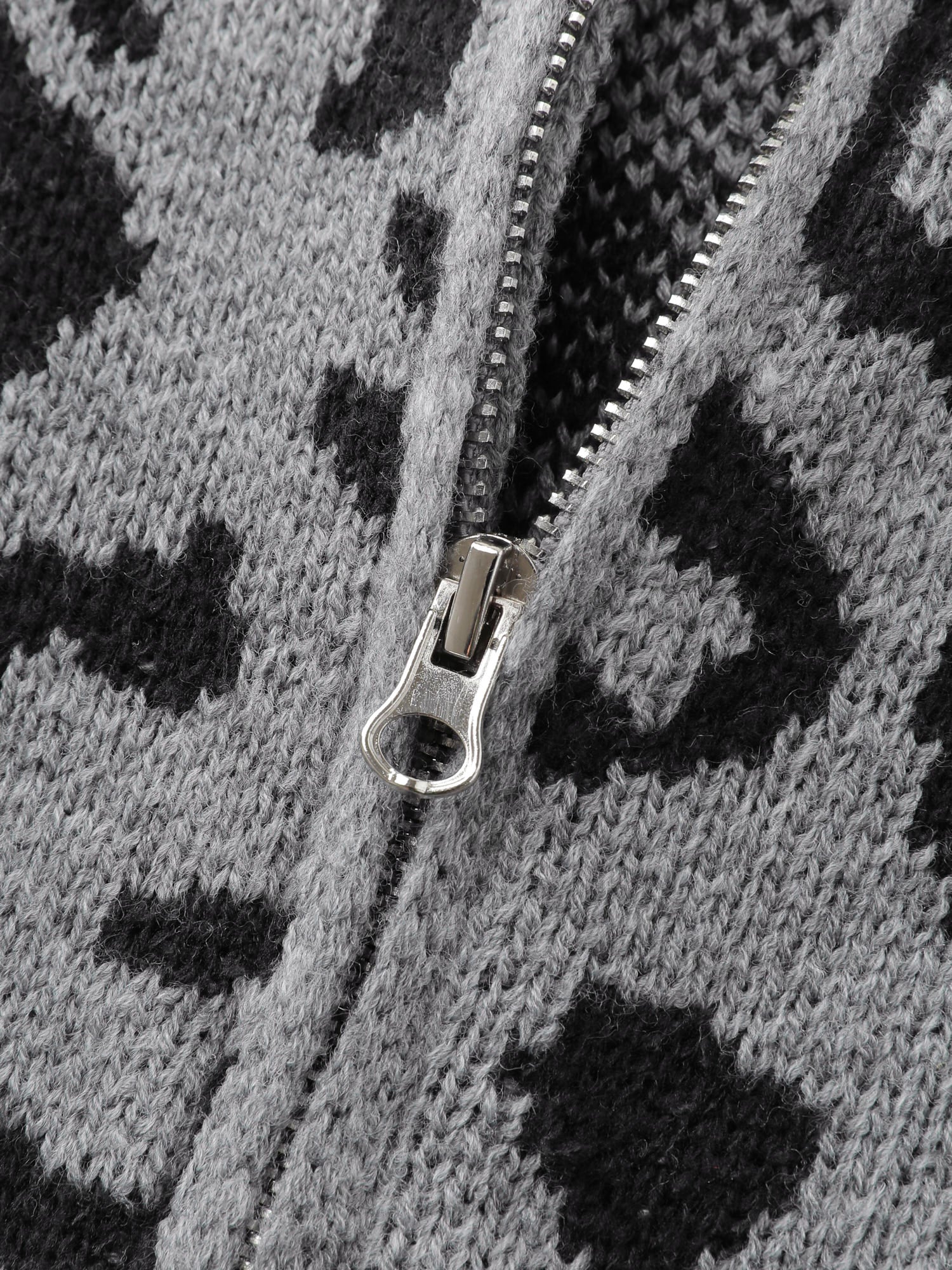 Leopard Print Jacquard Hooded Knit Cardigan