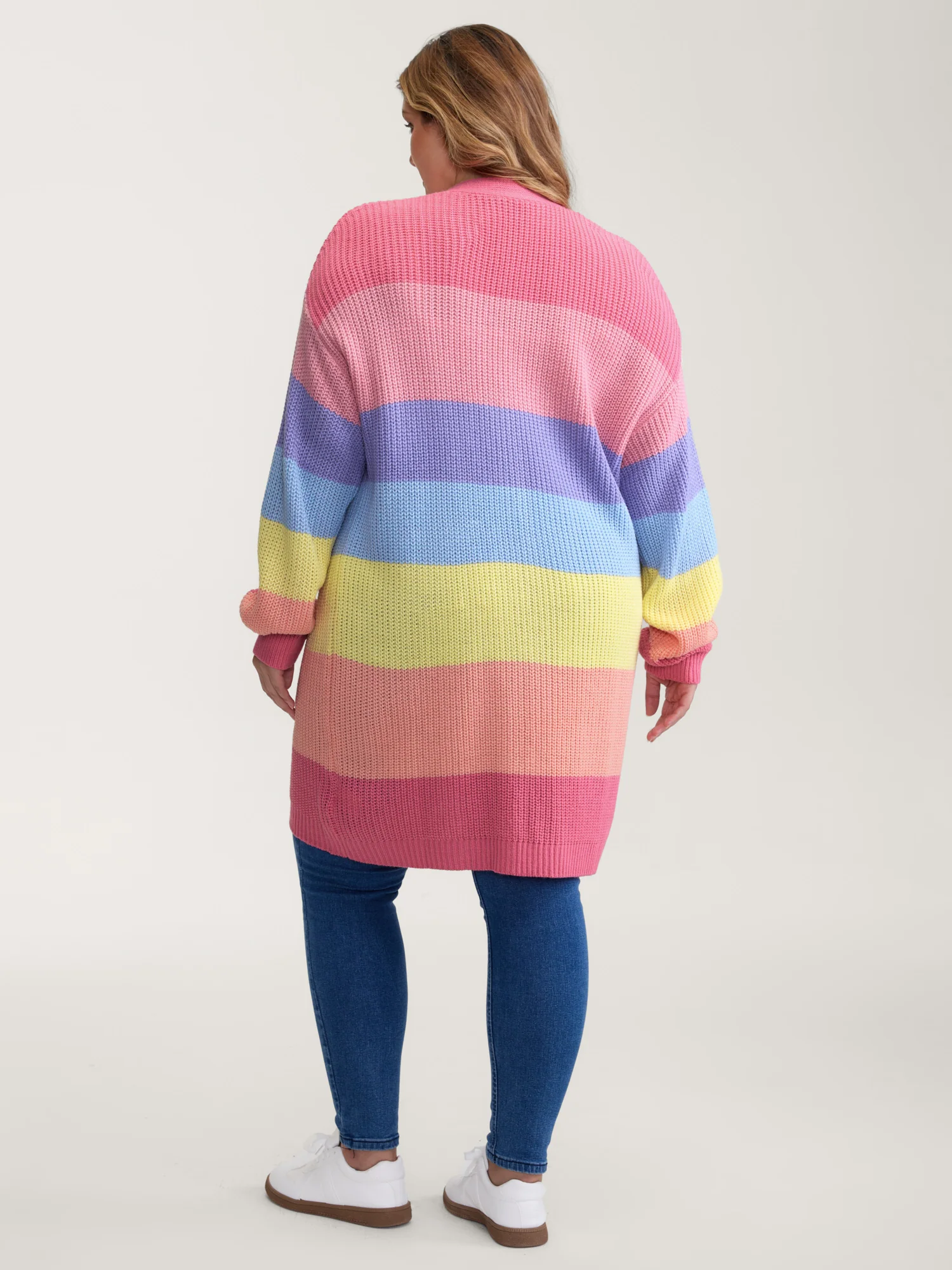 Colorblock Contrast Texture Button Cardigan