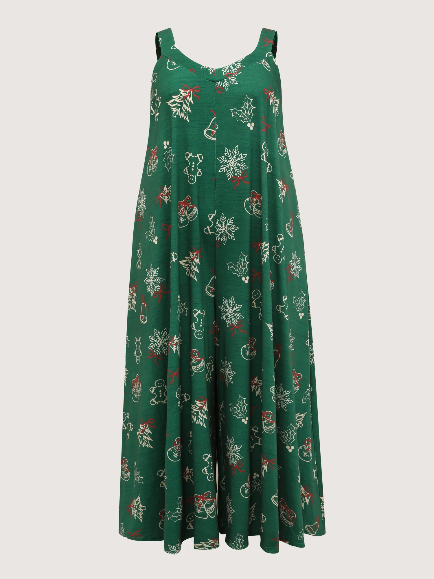 Tree Gingerbread Print Knit Jumpsuit